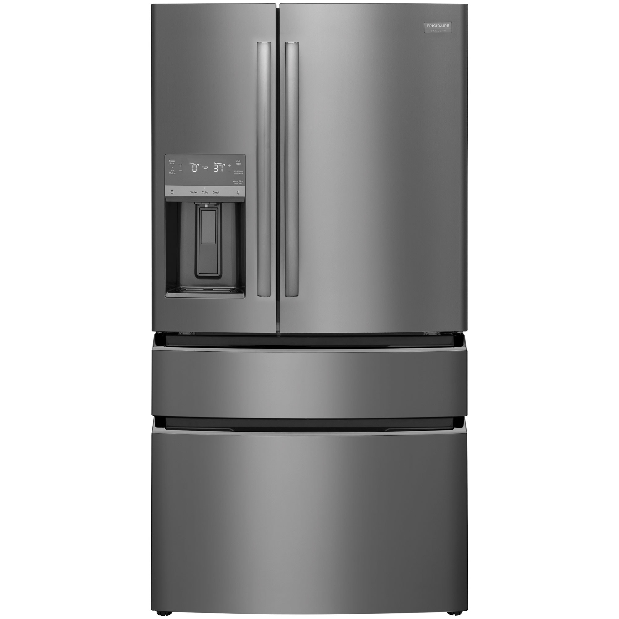 Frigidaire Gallery 36 in. 21.5 cu. ft. Counter Depth 4-Door French Door Refrigerator with Ice & Water Dispenser - Black Stainless, Black Stainless, hires