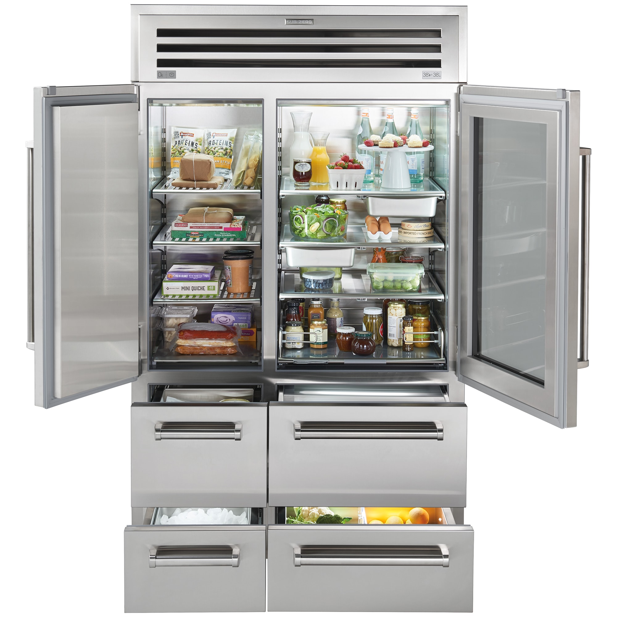 Sub-Zero Pro 48 in. 30.4 cu. ft. Built-In Smart Counter Depth 6-Door Side-by-Side Refrigerator with Glass Door & Ice Maker - Stainless Steel, , hires