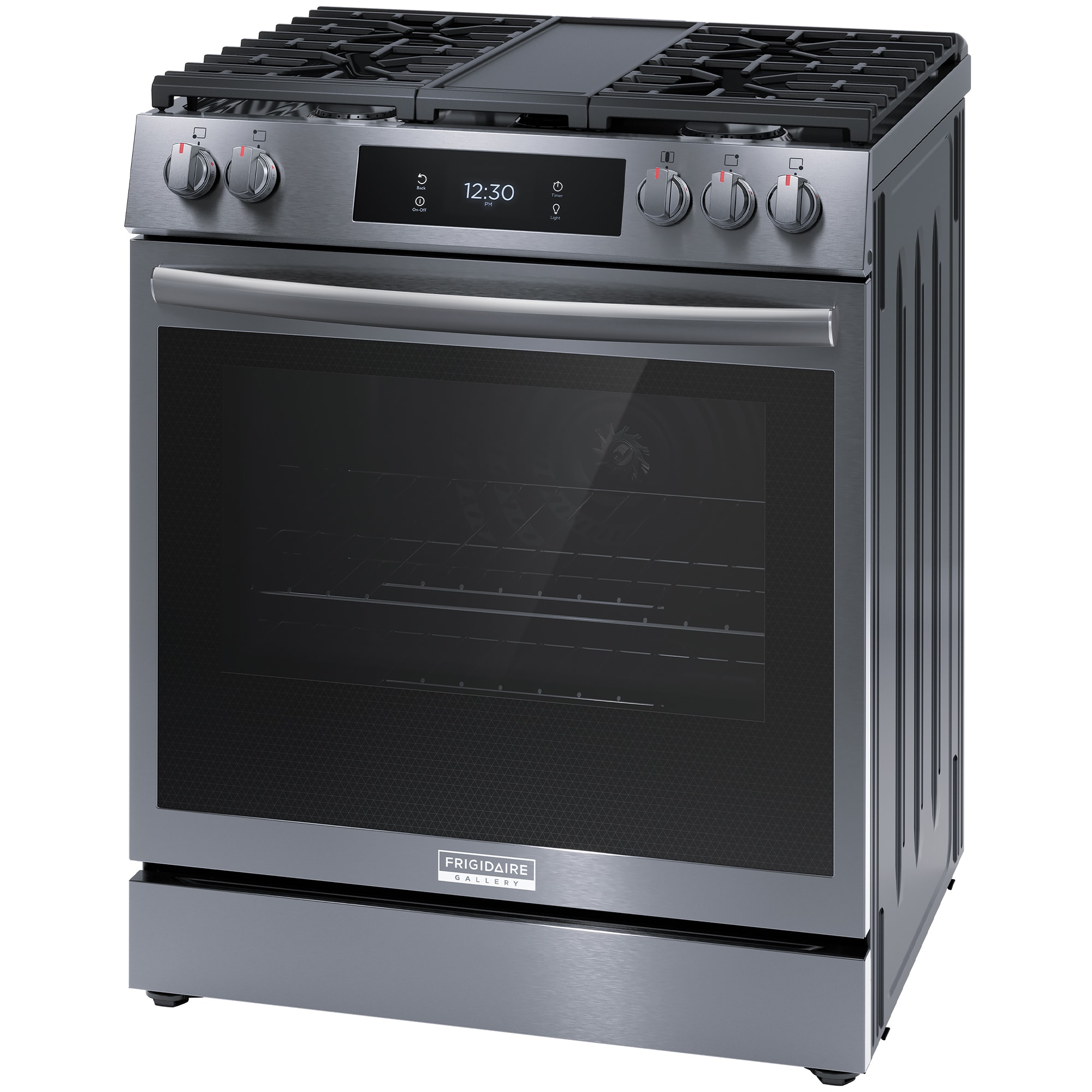 Frigidaire Gallery 30 in. 6 cu. ft. Air Fry True European Convection Steam Gas Range with 5 Sealed Burners & Griddle - Black Stainless, , hires