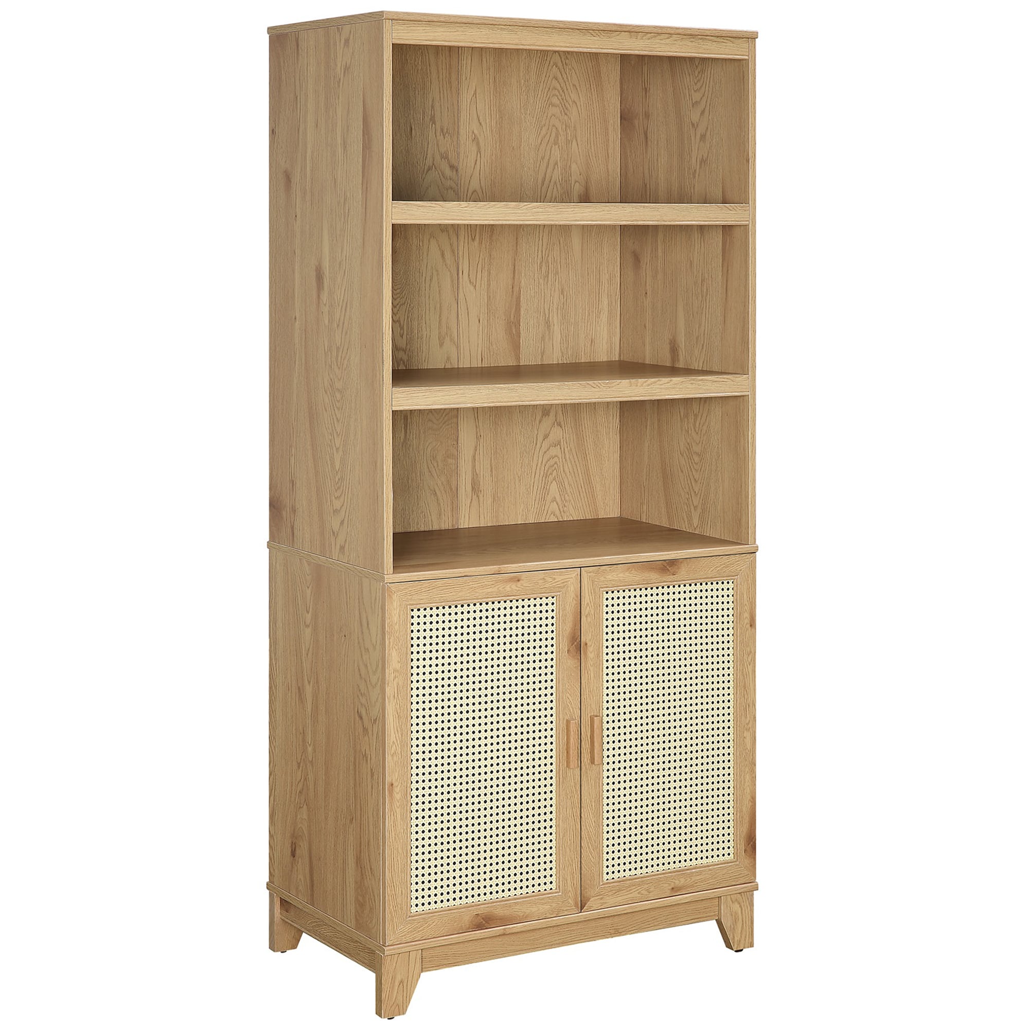 Manhattan Comfort Sheridan Modern Cane Bookcase with Adjustable Shelves - Nature, , hires