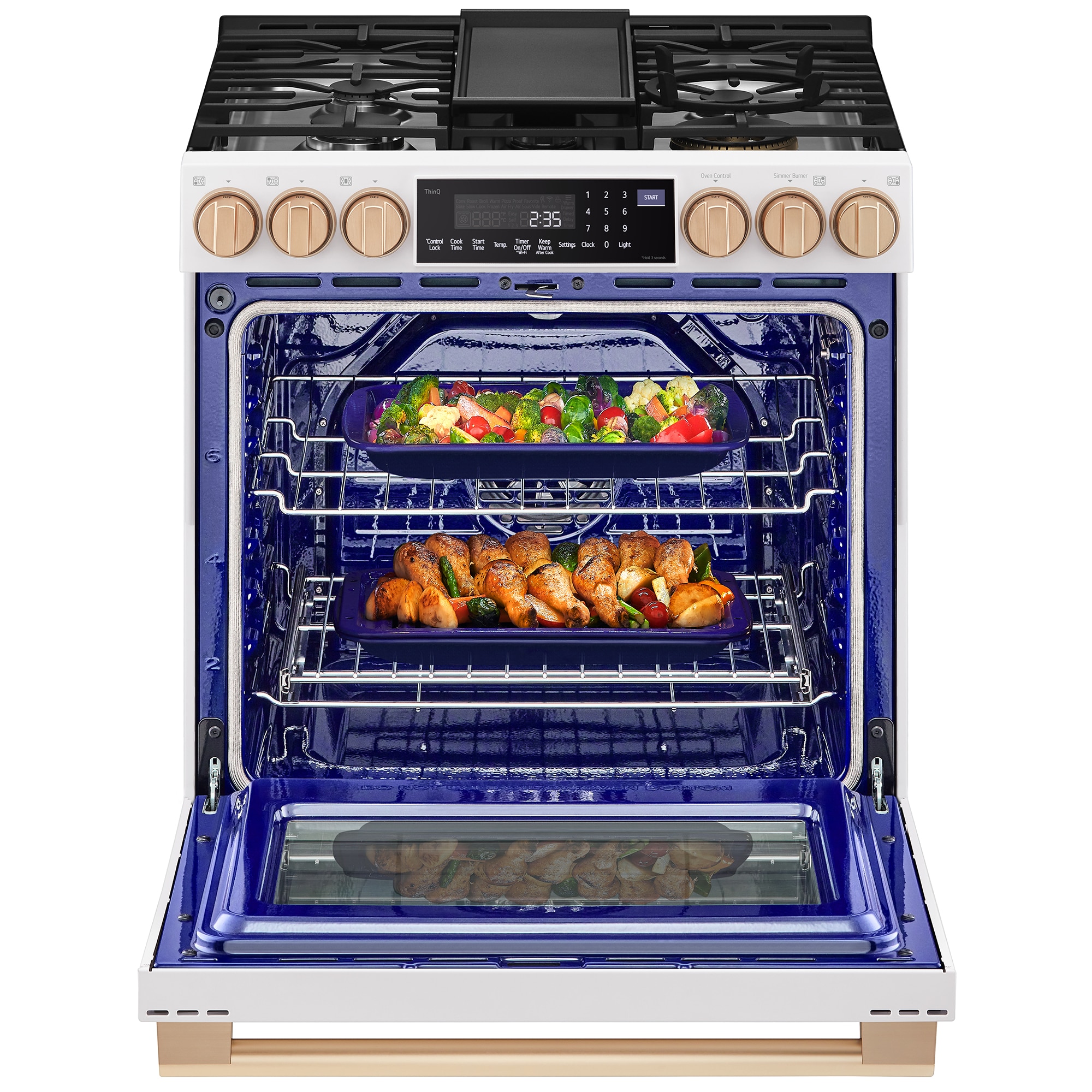 LG Studio 30 in. 6.3 cu. ft. Smart Air Fry True European Convection Slide-In Gas Range with 5 Sealed Burners & Griddle - Essence White, , hires