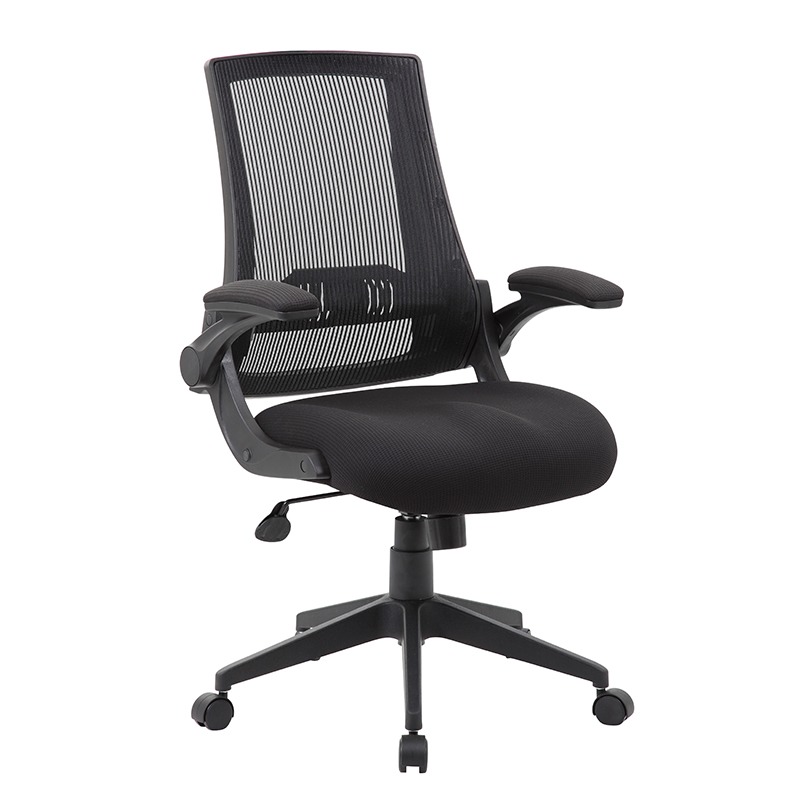Boss Mesh Flip Arm Chair - Black (B6776-BK)