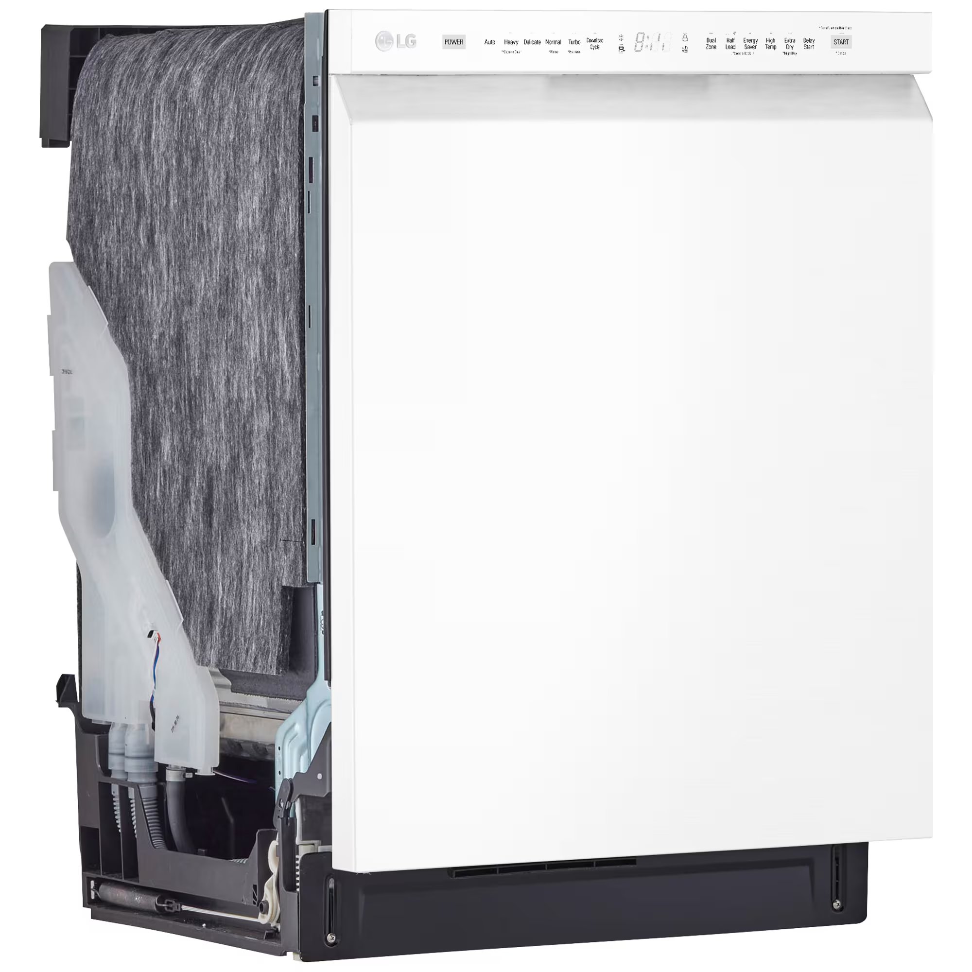 LG 24 in. Front Control Dishwasher with 48 dBa Sound Level, 3rd-Rack, Dynamic Dry & Pocket - White, White, hires