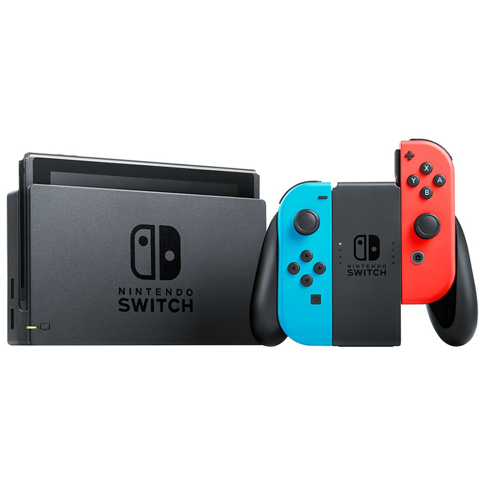 Nintendo Switch with Neon Blue and Neon Red Joy Con, , hires
