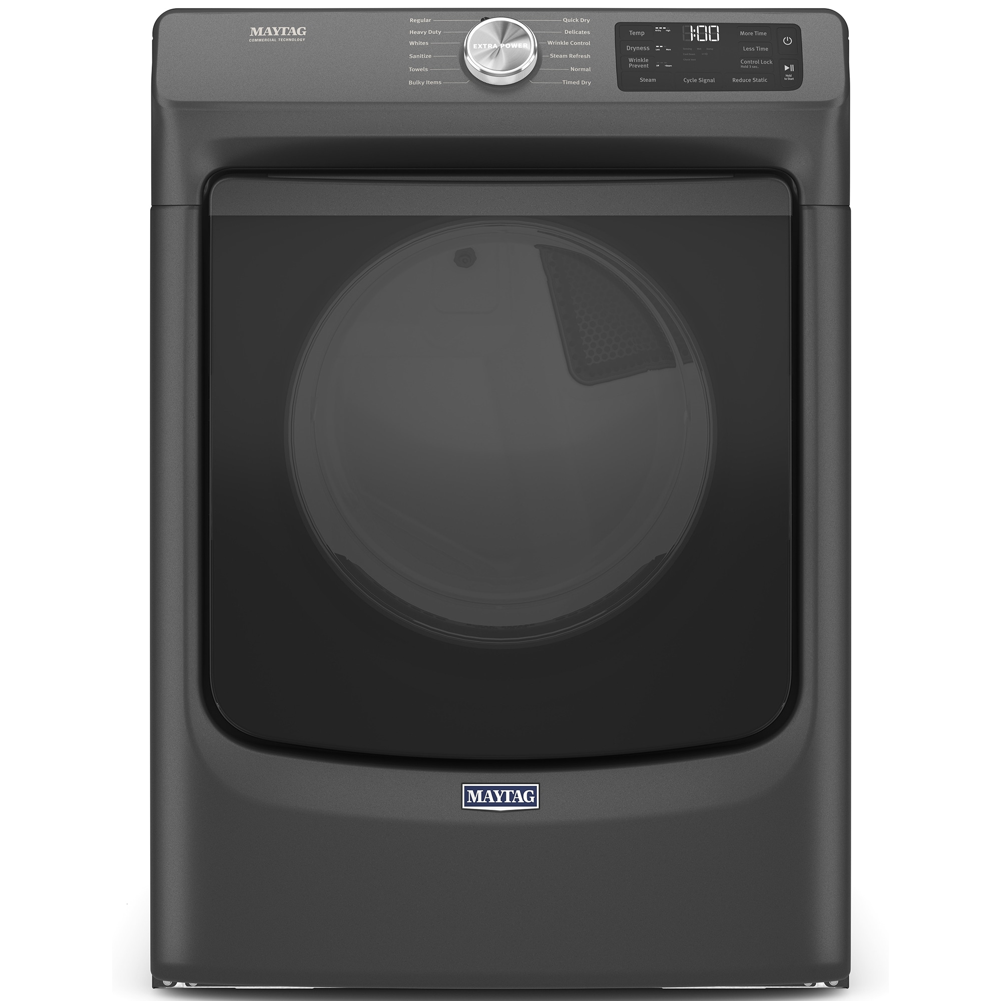 Maytag 27 in. 7.3 cu. ft. Front Loading Gas Dryer with 12 Dryer Programs, 9 Dry Options, Sanitize Cycle, Wrinkle Care & Sensor Dry - Volcano Black, , hires