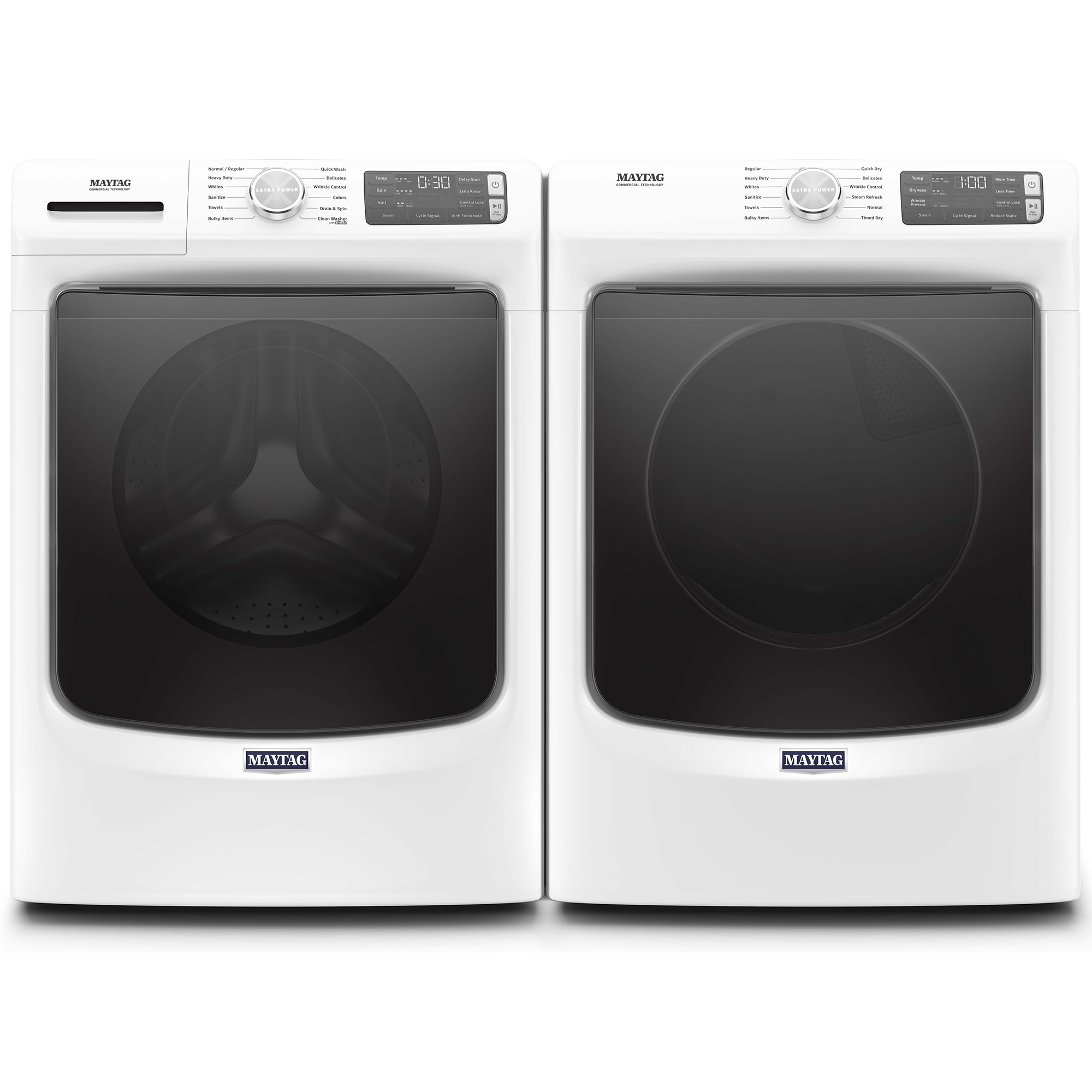 Maytag 27 in. 4.8. cu. ft. Stackable Front Load Washer with Extra Power, 16-Hr Fresh Hold Option, Sanitize & Steam Wash Cycle - White, White, hires