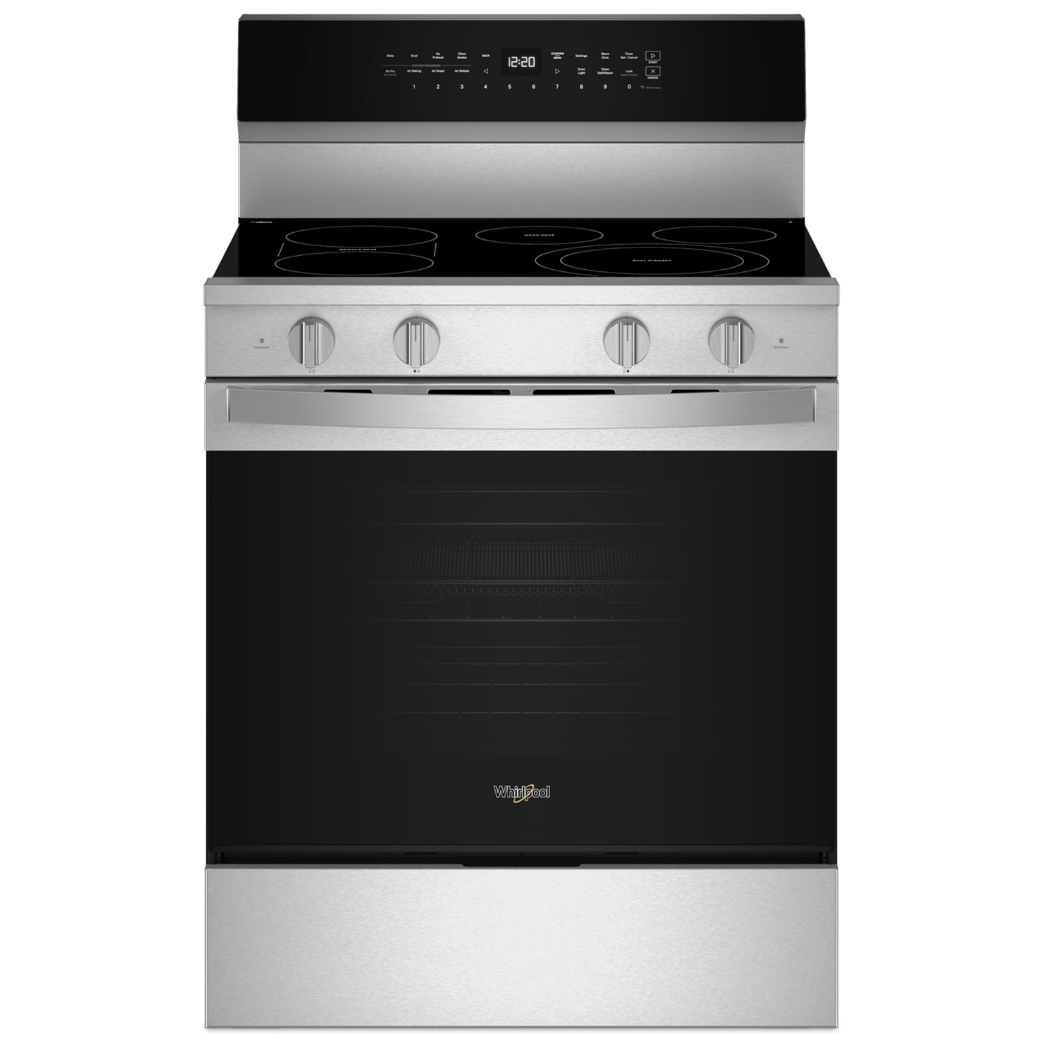Whirlpool 30 in. 5.3 cu. ft. Smart Air Fry True European Convection Electric Range with Radiant Burners - Fingerprint Resistant Stainless, Fingerprint Resistant Stainless, hires