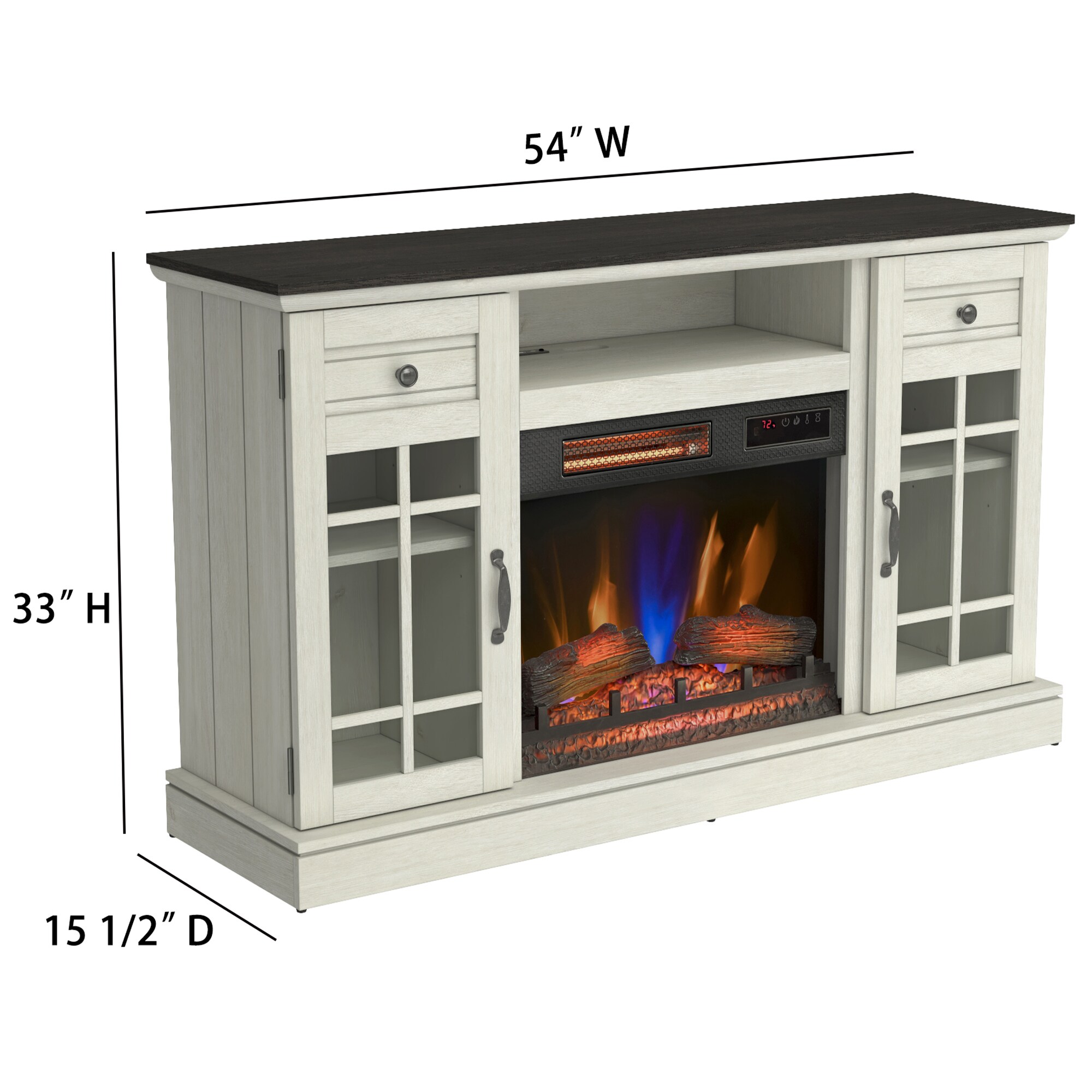Bell'O Madeline TV Stand with Infrared Quartz Electric Fireplace - Fairfax Oak, , hires