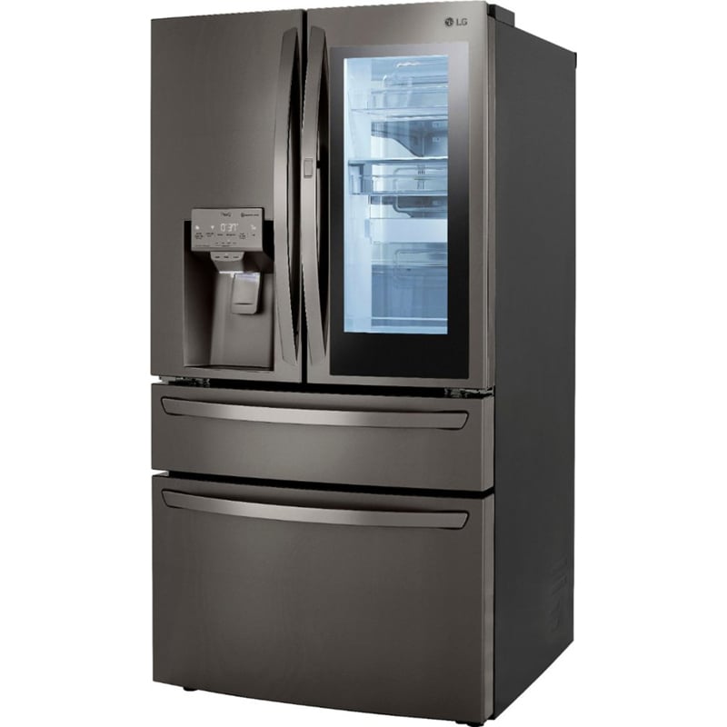 LG InstaView 36 in. 22.5 cu. ft. Smart Counter Depth 4-Door French Door Refrigerator with Ice & Water Dispenser - PrintProof Black Stainless Steel, PrintProof Black Stainless Steel, hires