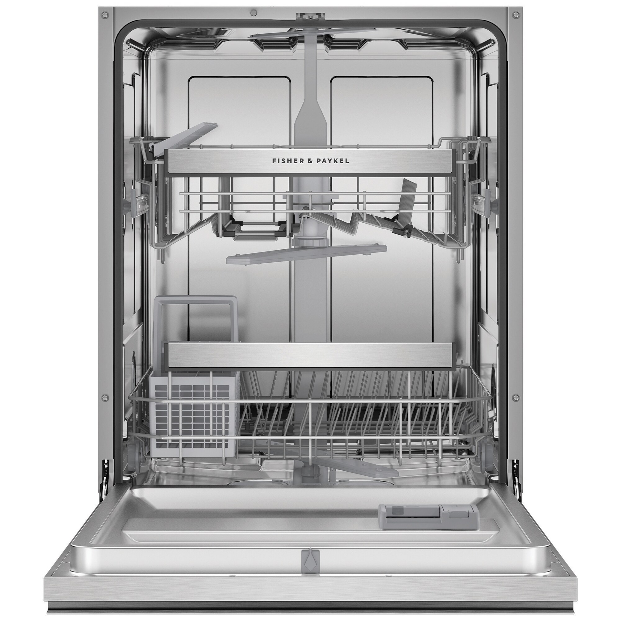 Fisher & Paykel Series 7 24 in. Front Control Flush-Mount Smart Dishwasher with 46 dBa Sound Level & Pocket Handle - Stainless Steel, , hires