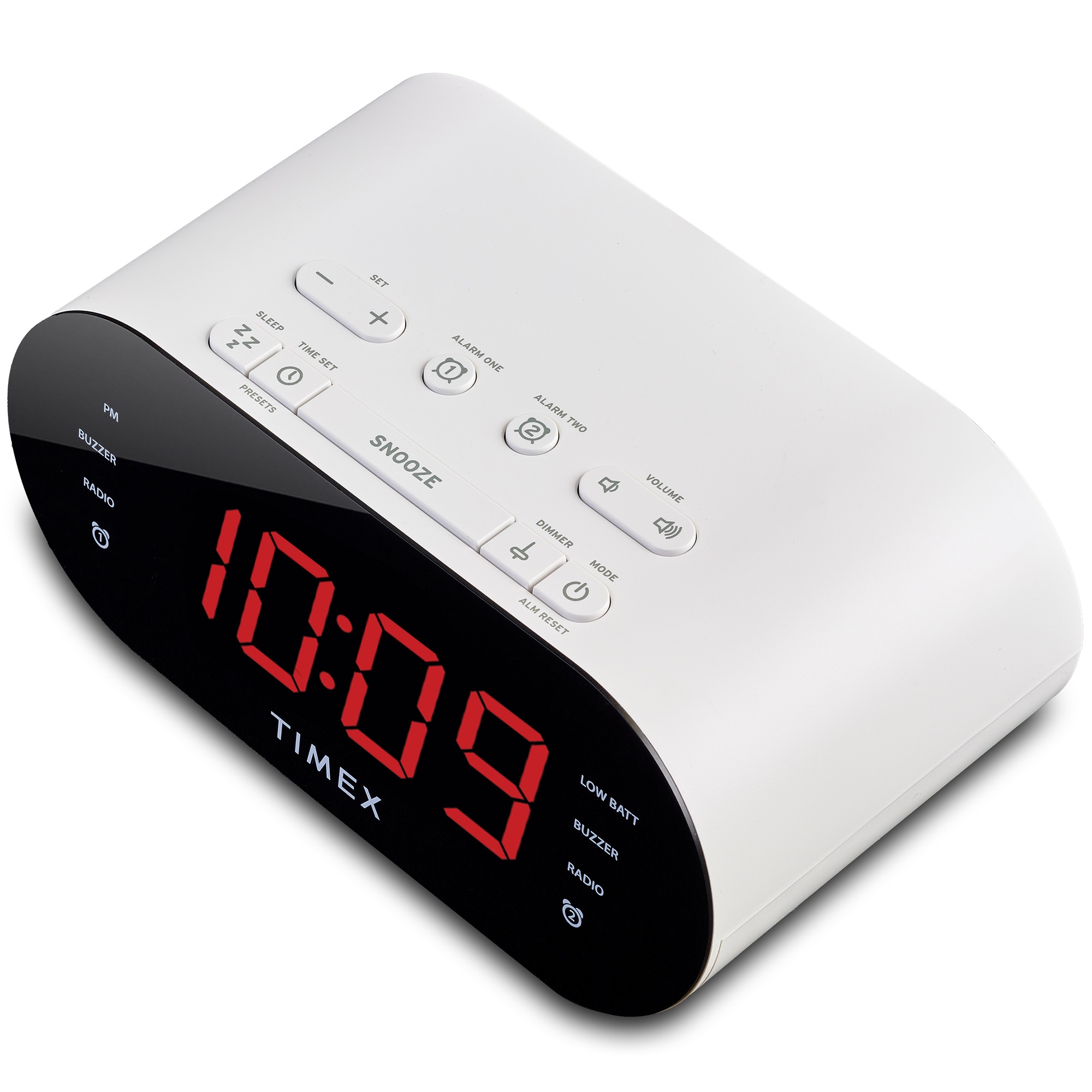 Timex Alarm Clock for Bedroom with FM Radio and USB Charging - White (T232W), , hires