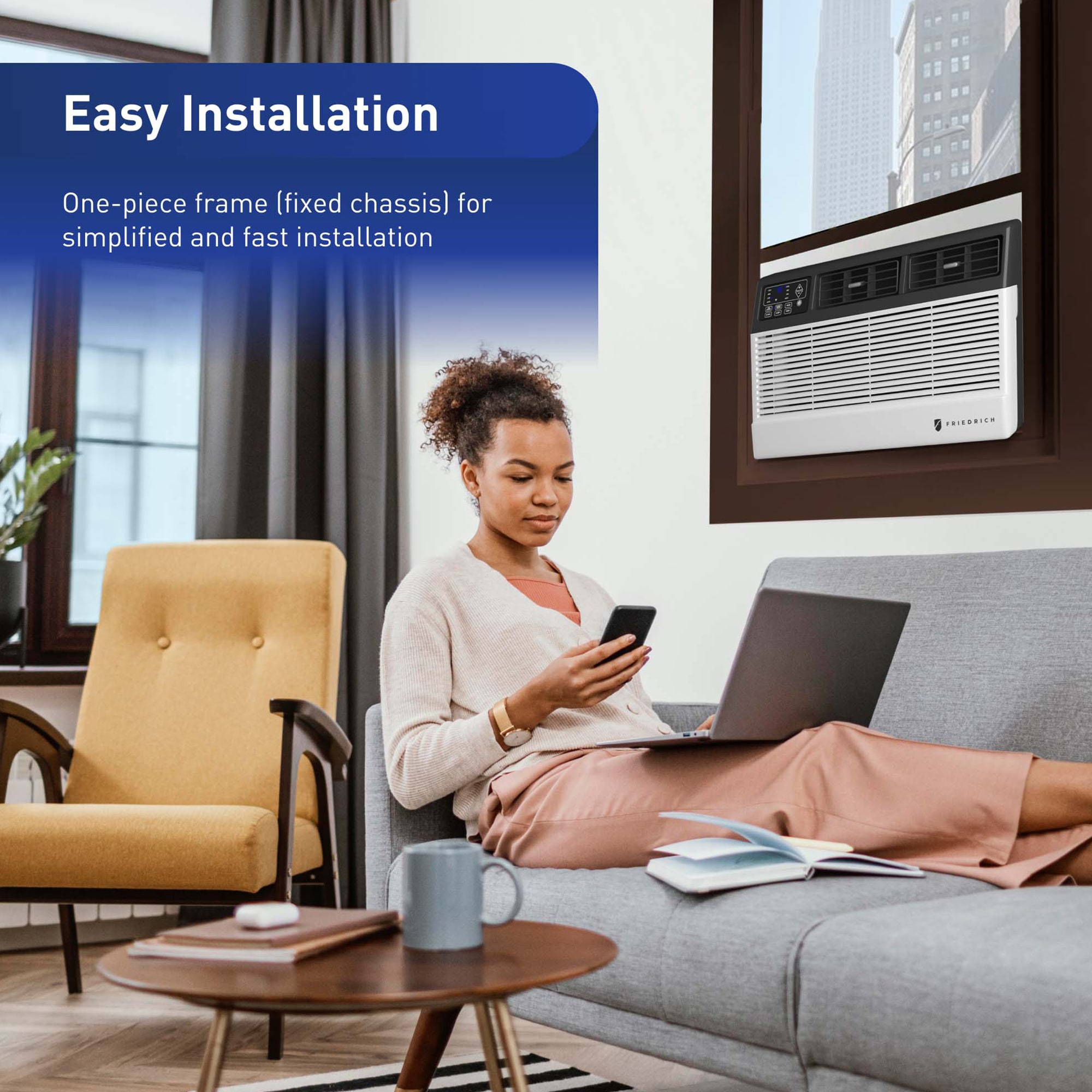 Friedrich Chill Premier Series 10,000 BTU 115V Smart Window Air Conditioner with 3 Fan Speeds, Remote Control - White, , hires