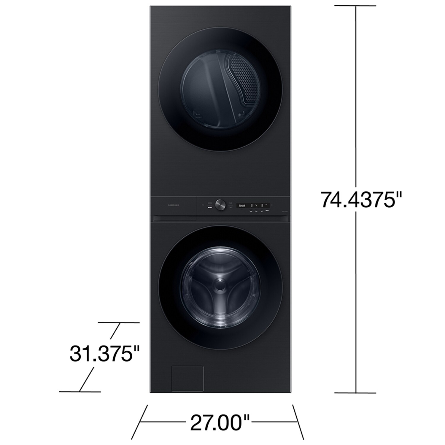 Samsung Bespoke 27 in. 4.6 cu. ft. Smart Electric Front Load Laundry Center with AI OptiWash, Sensor Dry, Sanitize & Steam Cycle - Brushed Black, , hires