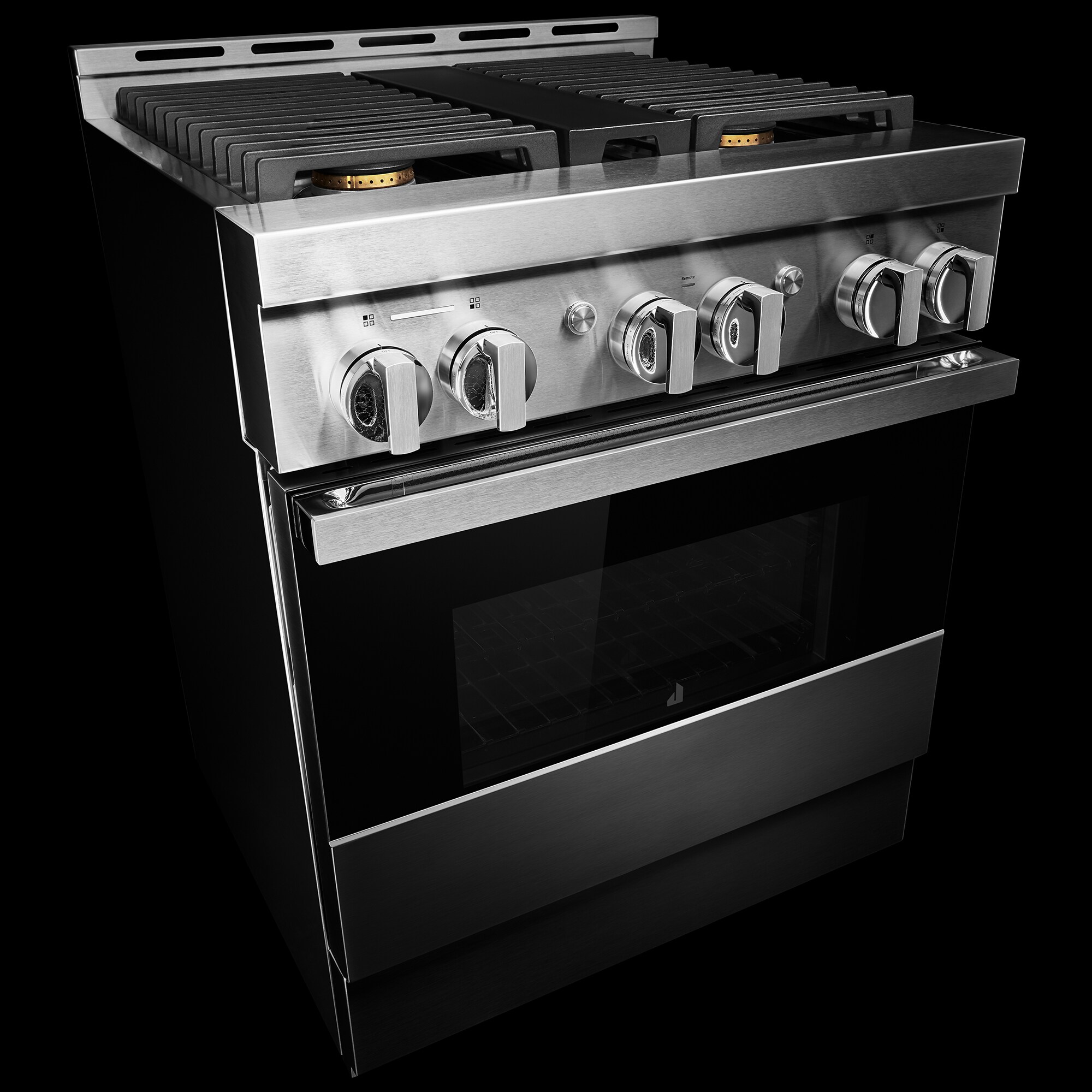 JennAir Noir Series 30 in. 4.1 cu. ft. Smart True European Convection Gas Range with 4 Sealed Burners - Stainless Steel, , hires