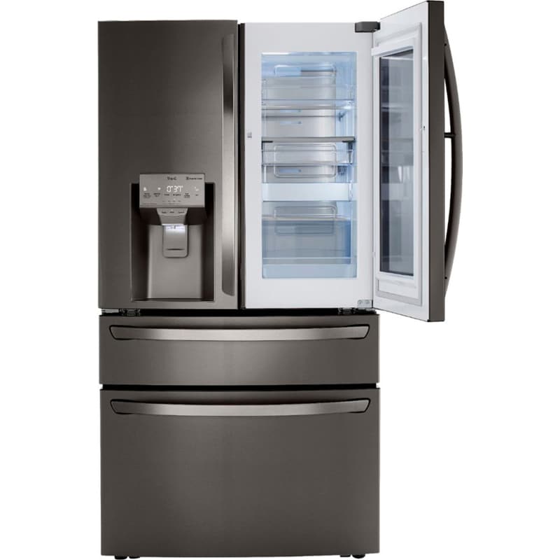 LG InstaView 36 in. 22.5 cu. ft. Smart Counter Depth 4-Door French Door Refrigerator with Ice & Water Dispenser - PrintProof Black Stainless Steel, PrintProof Black Stainless Steel, hires