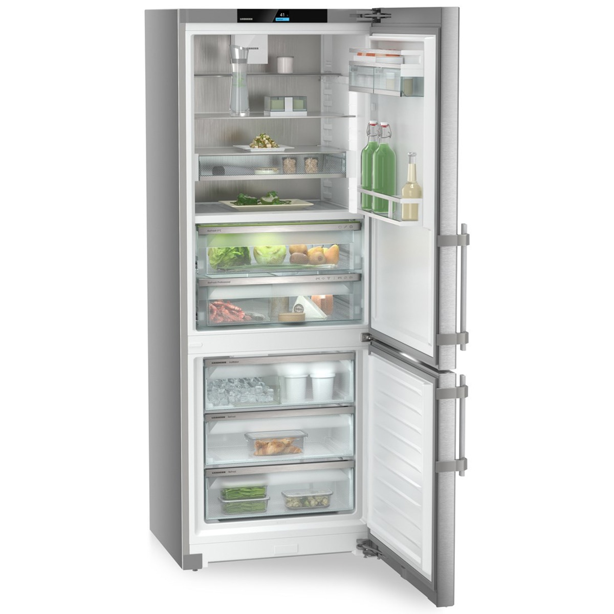 Liebherr Prime 30 in. 16.8 cu. ft. Smart Counter Depth Bottom Freezer Refrigerator with Ice Maker - Stainless Steel, , hires