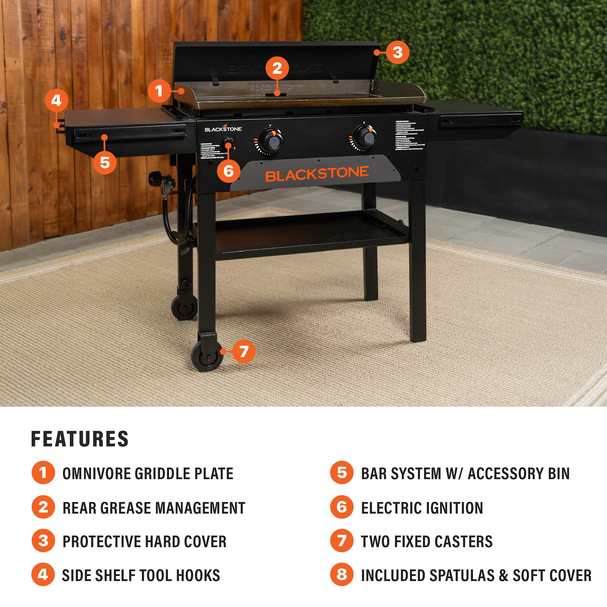 Blackstone Omnivore 28 in. 2-Burner Liquid Propane Gas Flat Top Griddle with Side Tables and 524 sq. in. Cooking Surface - Black, , hires