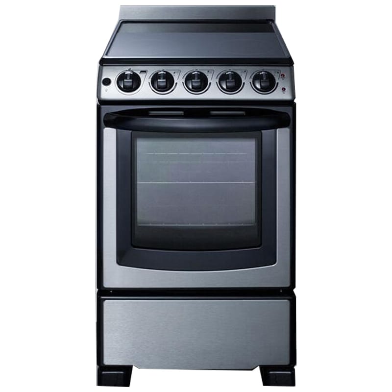 Summit White Pearl Series 20 in. 2.3 cu. ft. Slide-In Electric Range with Smoothtop Burners - Stainless Steel, , hires