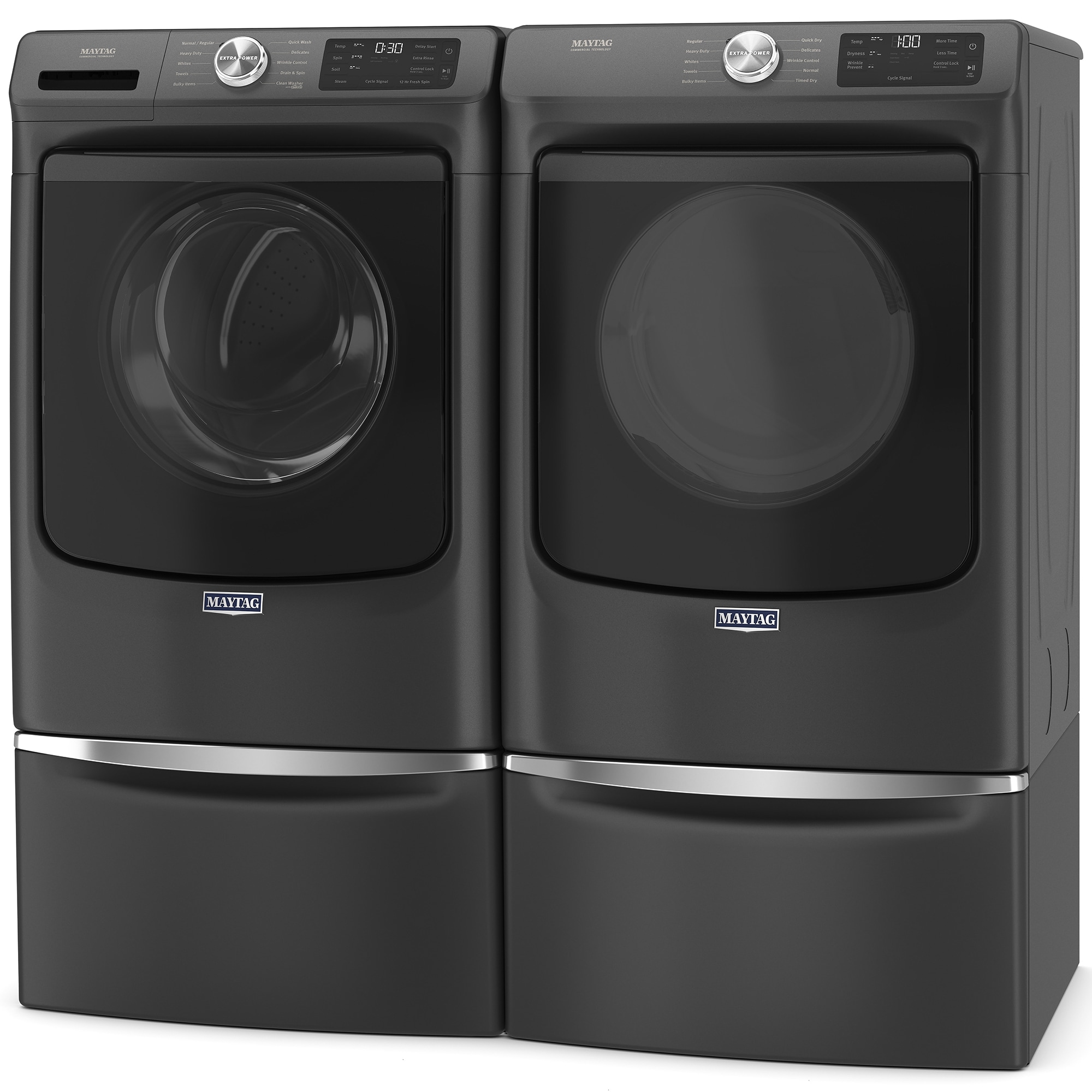 Maytag 27 in. 4.5 cu. ft. Front Loading Washer with 10 Wash Programs, 9 Wash Options, Sanitize Cycle & Steam Wash Cycle - Volcano Black, Volcano Black, hires