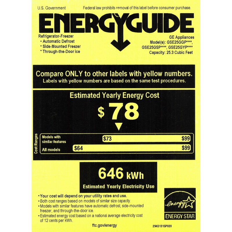 GE 36 in. 25.3 cu. ft. Energy Star Side-by-Side Refrigerator with External Ice & Water Dispenser - Black, Black, hires