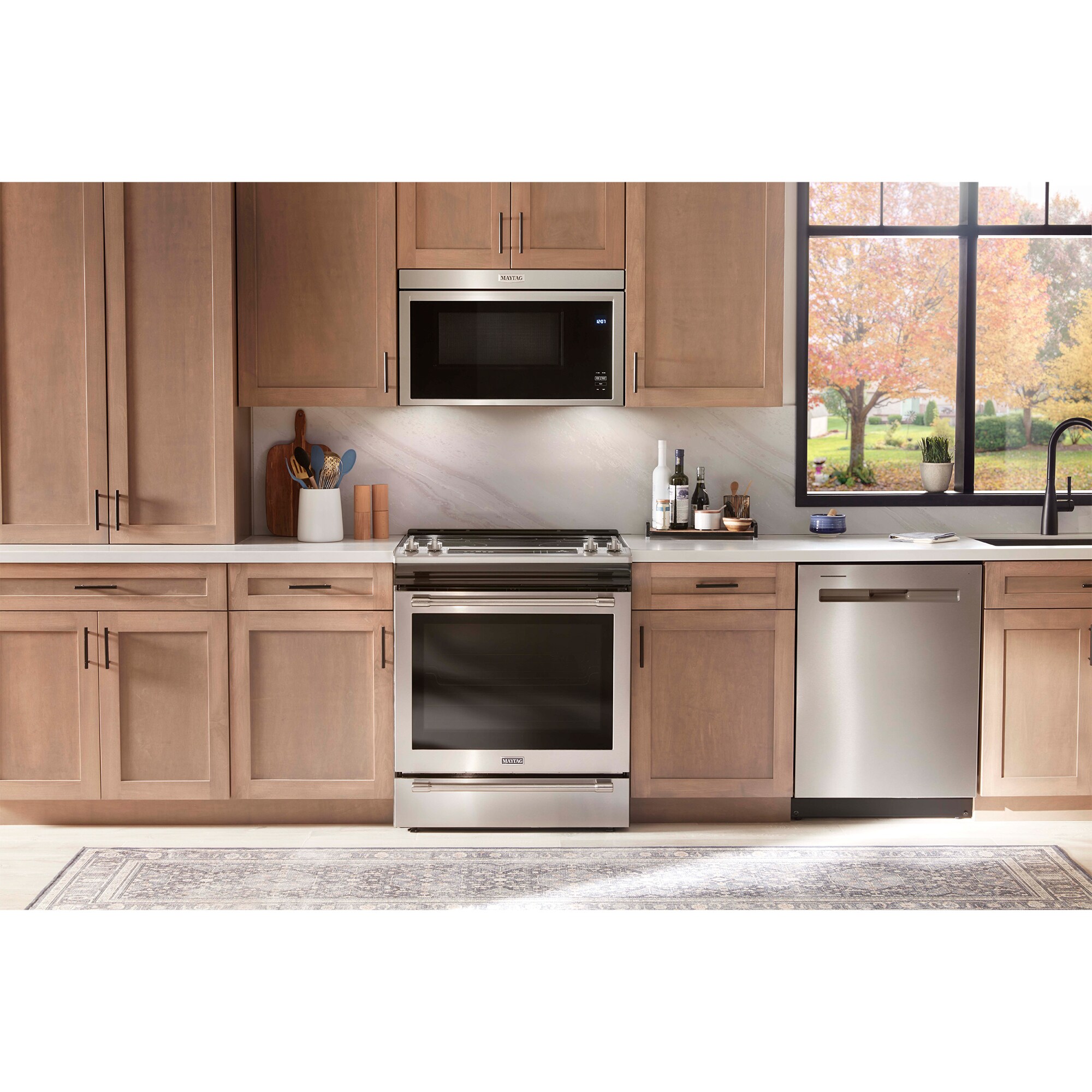 Maytag 30 in. 1.1 cu. ft. 1000W Over-the-Range Microwave with 300 CFM & Sensor Cooking - Fingerprint Resistant Stainless, , hires