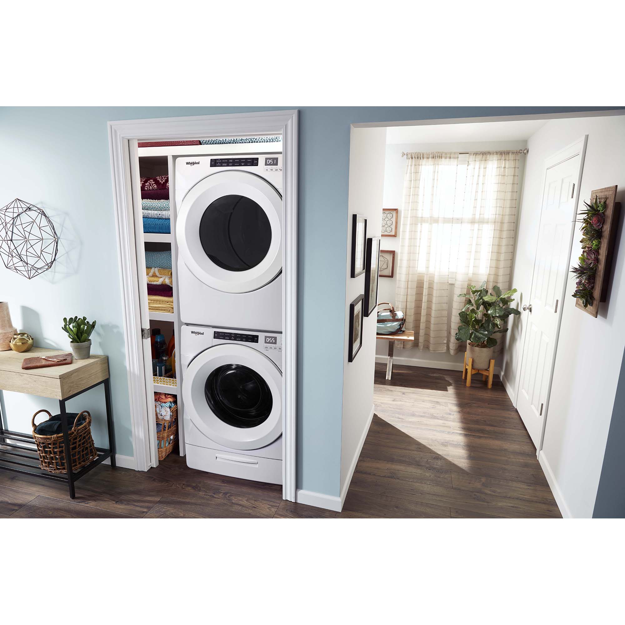 Whirlpool 27 in. 4.3 cu. ft. Closet-Depth Stackable Front Load Washer with Sanitize with Oxi - White, , hires
