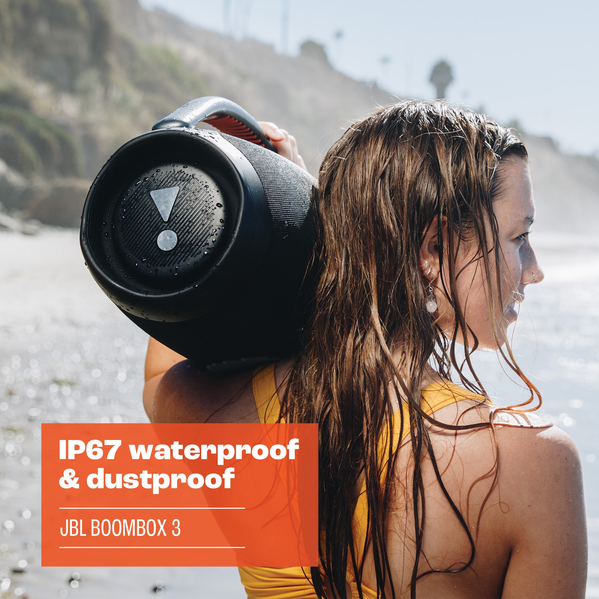 JBL Boombox 3 Portable Rechargeable Splashproof Bluetooth Speaker - Black, Black, hires