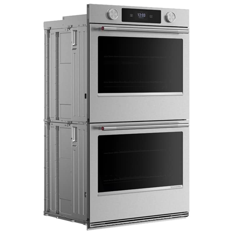 KitchenAid 30 in. 10.0 cu. ft. Smart Front Control Steam Electric Double Wall Oven with True European Convection - Stainless Steel with PrintShield Finish, , hires