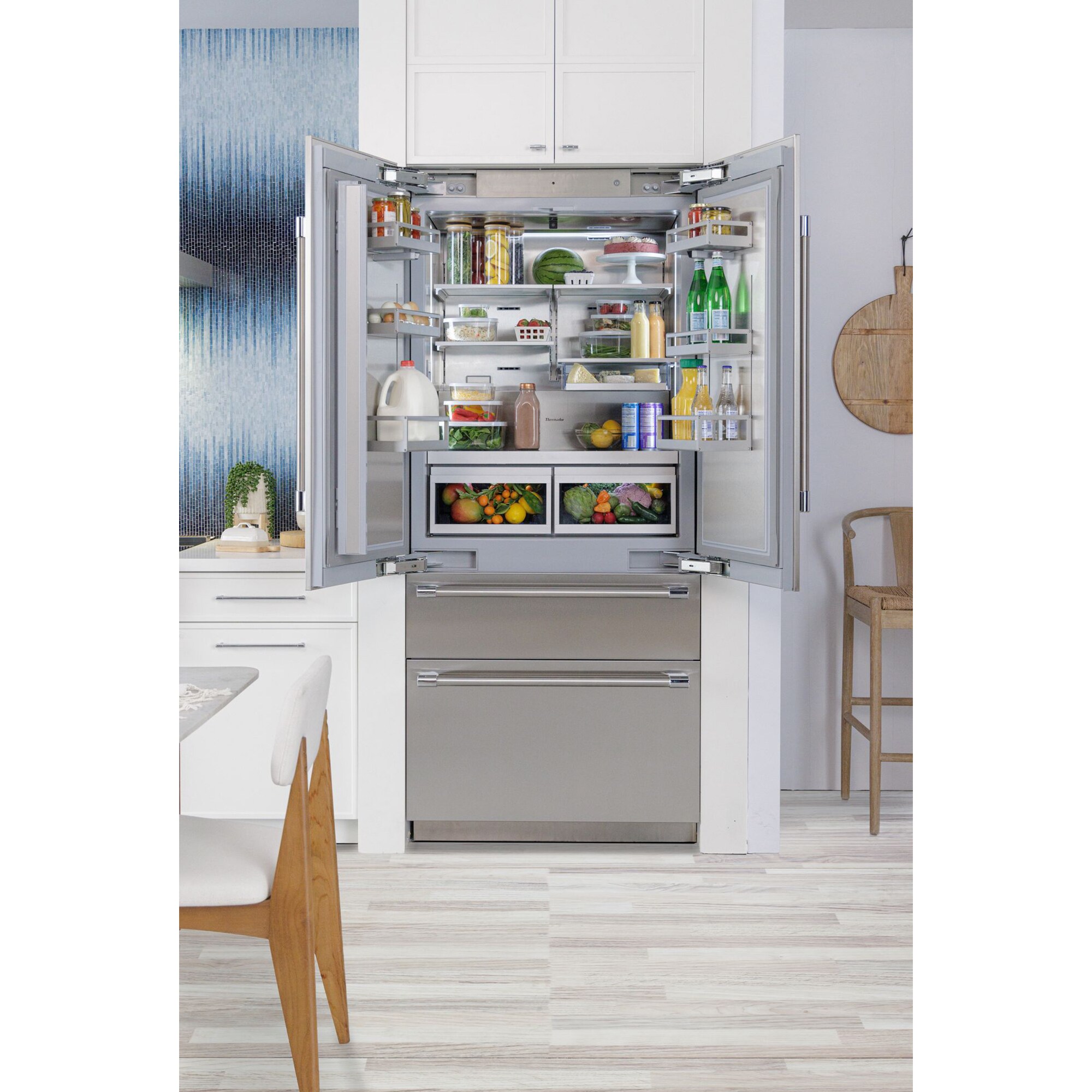 Thermador Freedom Collection 36 in. Built-In 20.1 cu. ft. Smart Counter Depth 4-Door French Door Refrigerator with Internal Water Dispenser and Masterpiece handles Stainless Steel, Stainless Steel, hires