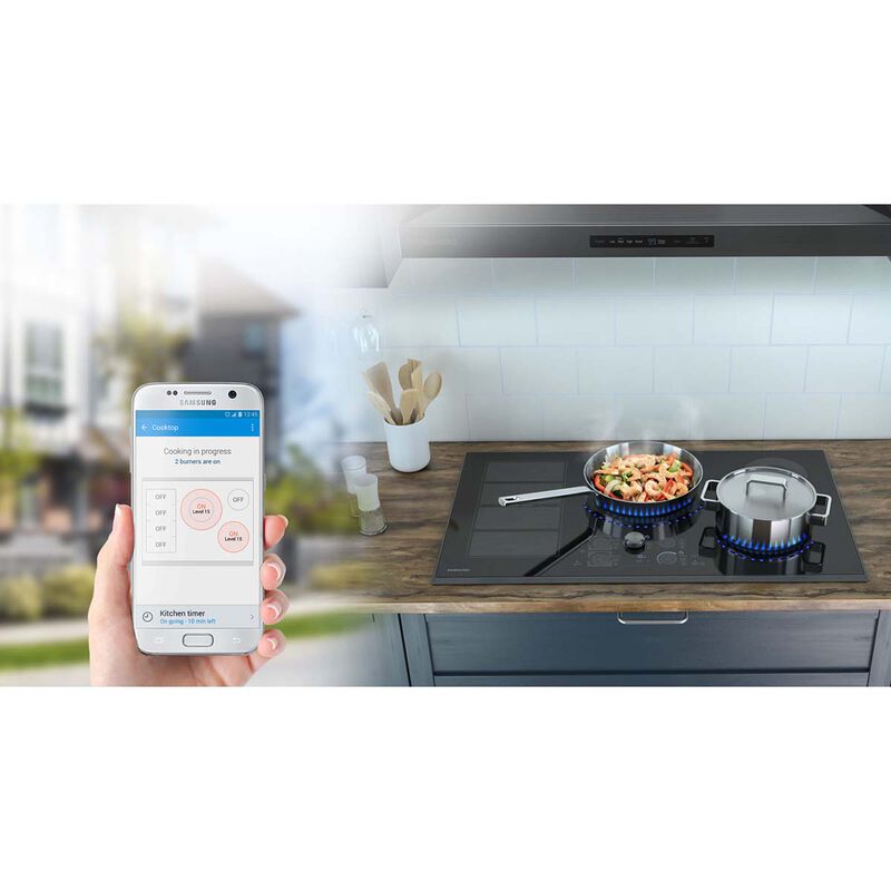 Samsung 36 in. 5-Burner Smart Induction Cooktop with Simmer Burner & Power Burner - Stainless Steel, , hires