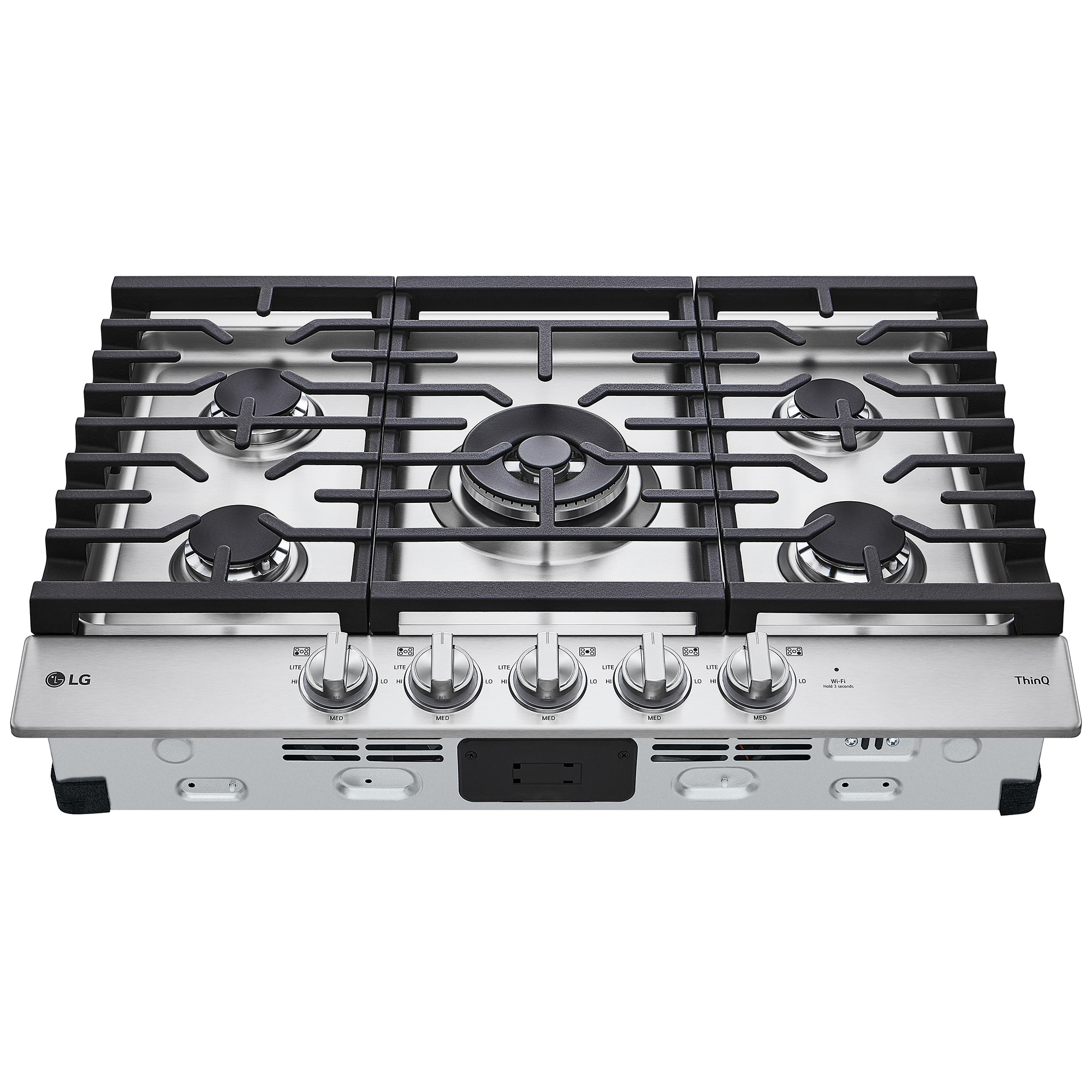 LG 30 in. 5-Burner Smart Natural Gas Cooktop with Griddle, Simmer Burner & Power Burner - Stainless Steel, , hires
