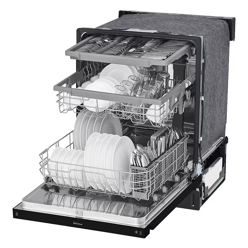 LG 24 in. Front Control Dishwasher with 48 dBa Sound Level, 3rd-Rack, Dynamic Dry & Pocket - Black, Black, hires