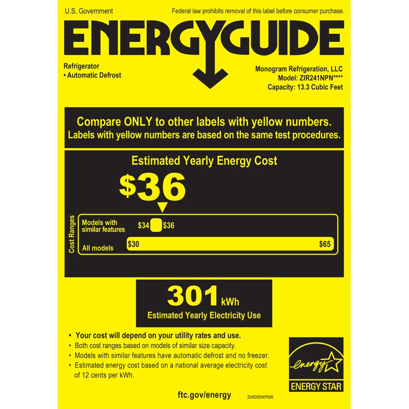 Monogram 24 in. 13.3 cu.ft. Built-In Smart Counter Depth Freeezerless Refrigerator - Custom Panel Ready, , hires