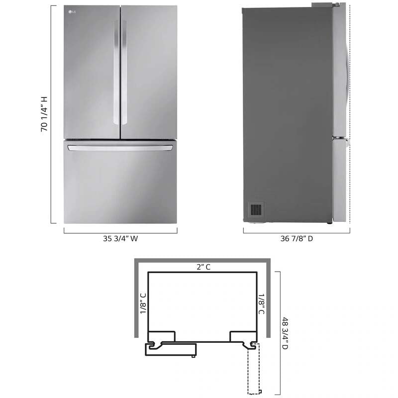 LG 36 in. 31.7 cu. ft. Smart French Door Refrigerator with Internal Water Dispenser - PrintProof Stainless Steel, , hires