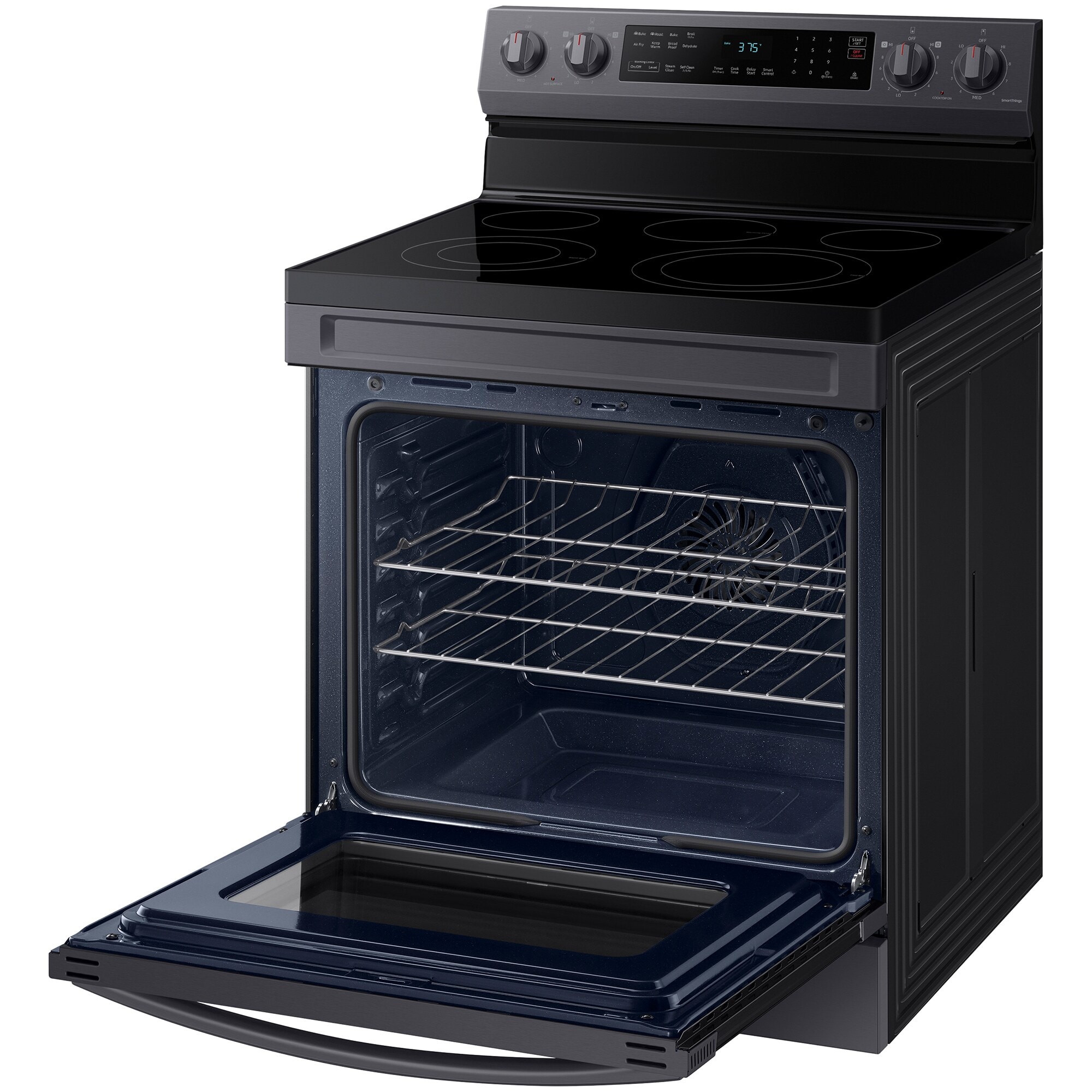Samsung 30 in. 6.3 cu. ft. Smart Air Fry Standard Convection Electric Range with Smoothtop Burners - Fingerprint Resistant Black Stainless Steel, Fingerprint Resistant Black Stainless, hires