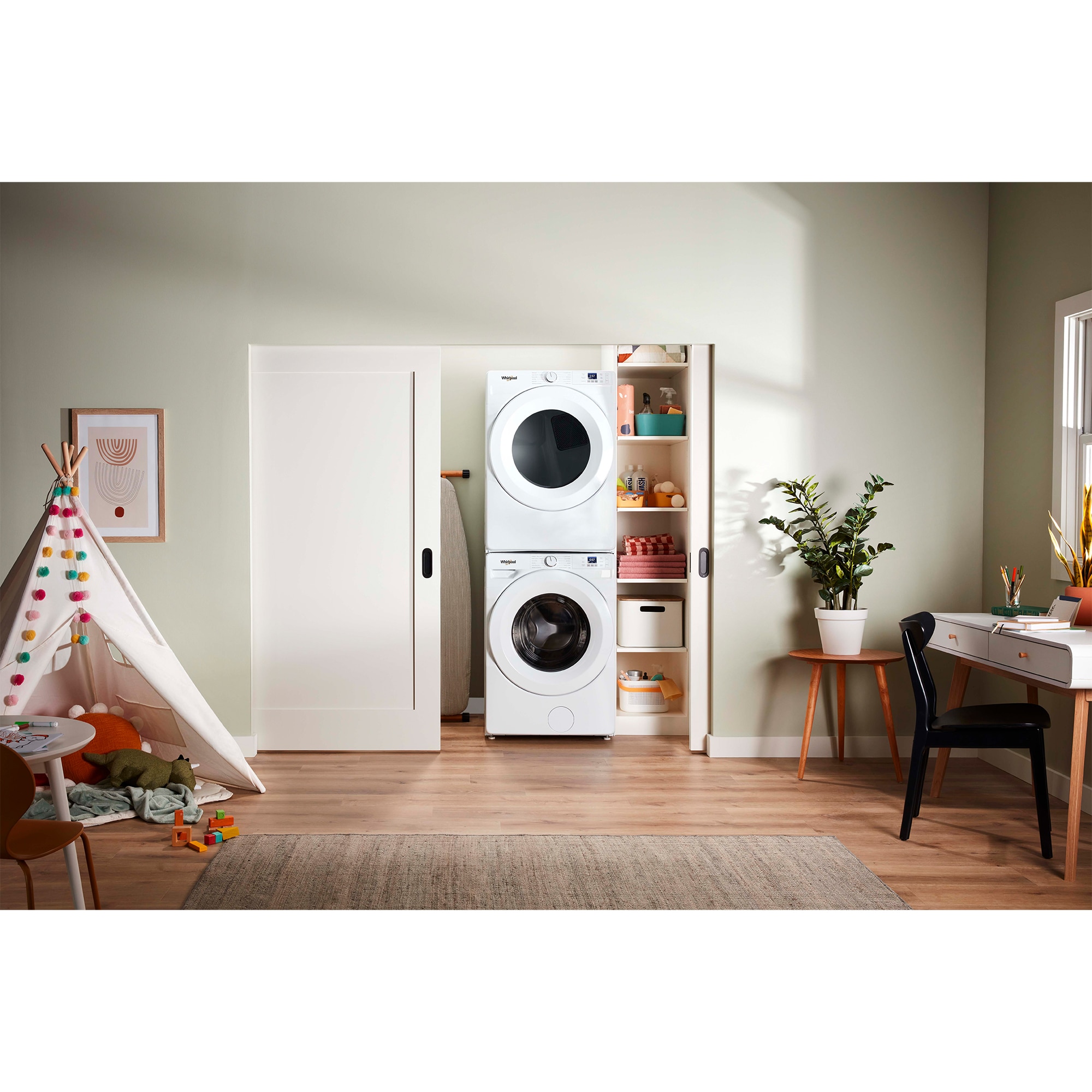 Whirlpool 27 in. 4.5 cu. ft. Stackable Front Load Washer with Tumble Fresh Option & Sanitize with Oxi - White, , hires