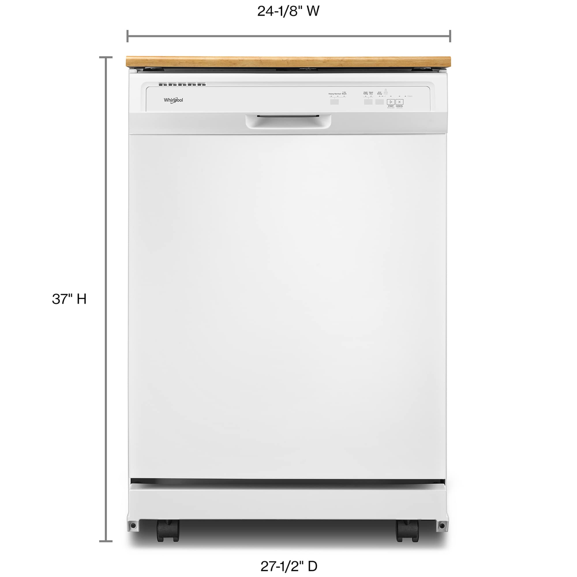 Whirlpool 24 in. Front Control Portable Dishwasher with 64 dBa Sound Level & Pocket - White, White, hires