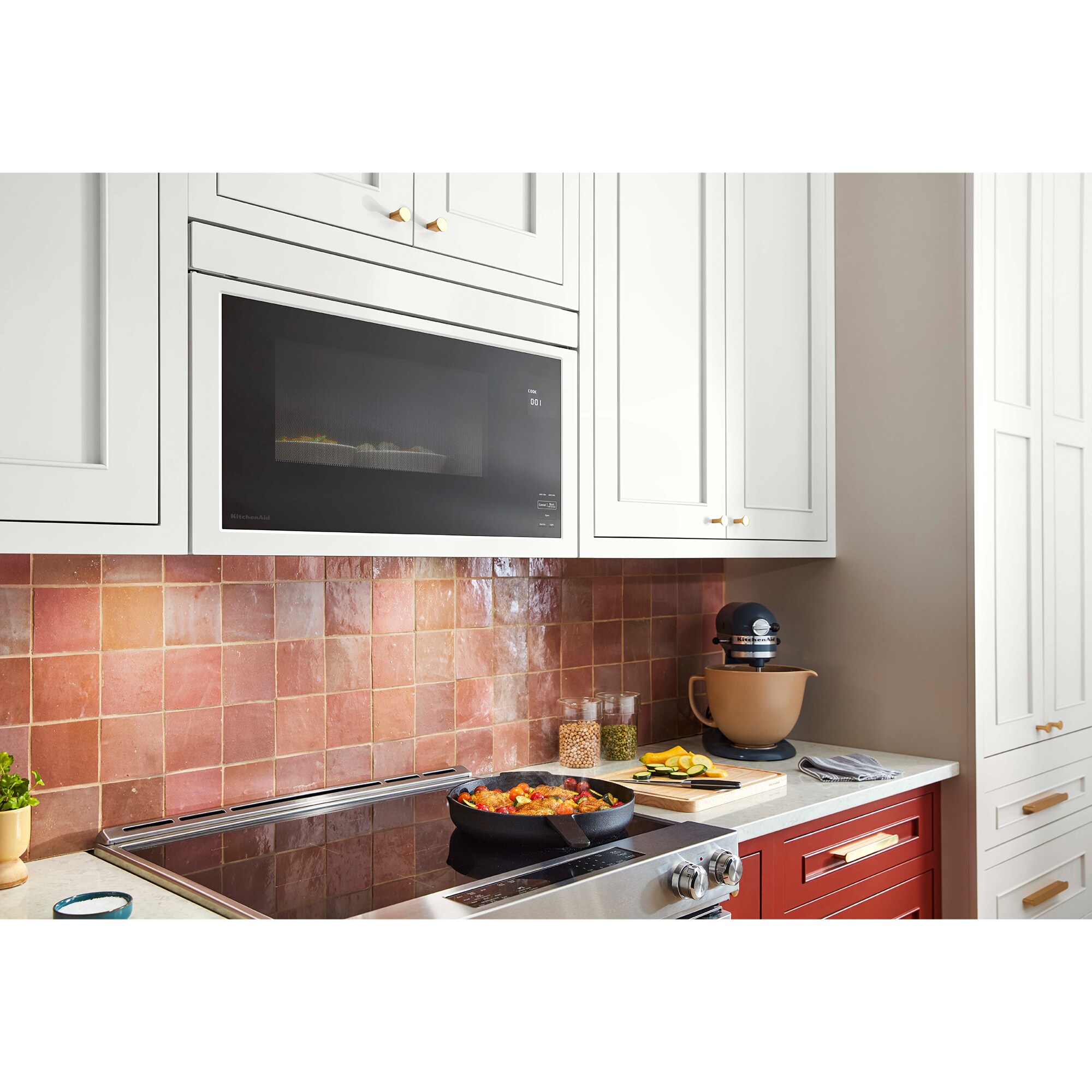 KitchenAid 30 in. 1.1 cu. ft. 1000W Over-the-Range Microwave with 400 CFM & Sensor Cooking - White, White, hires