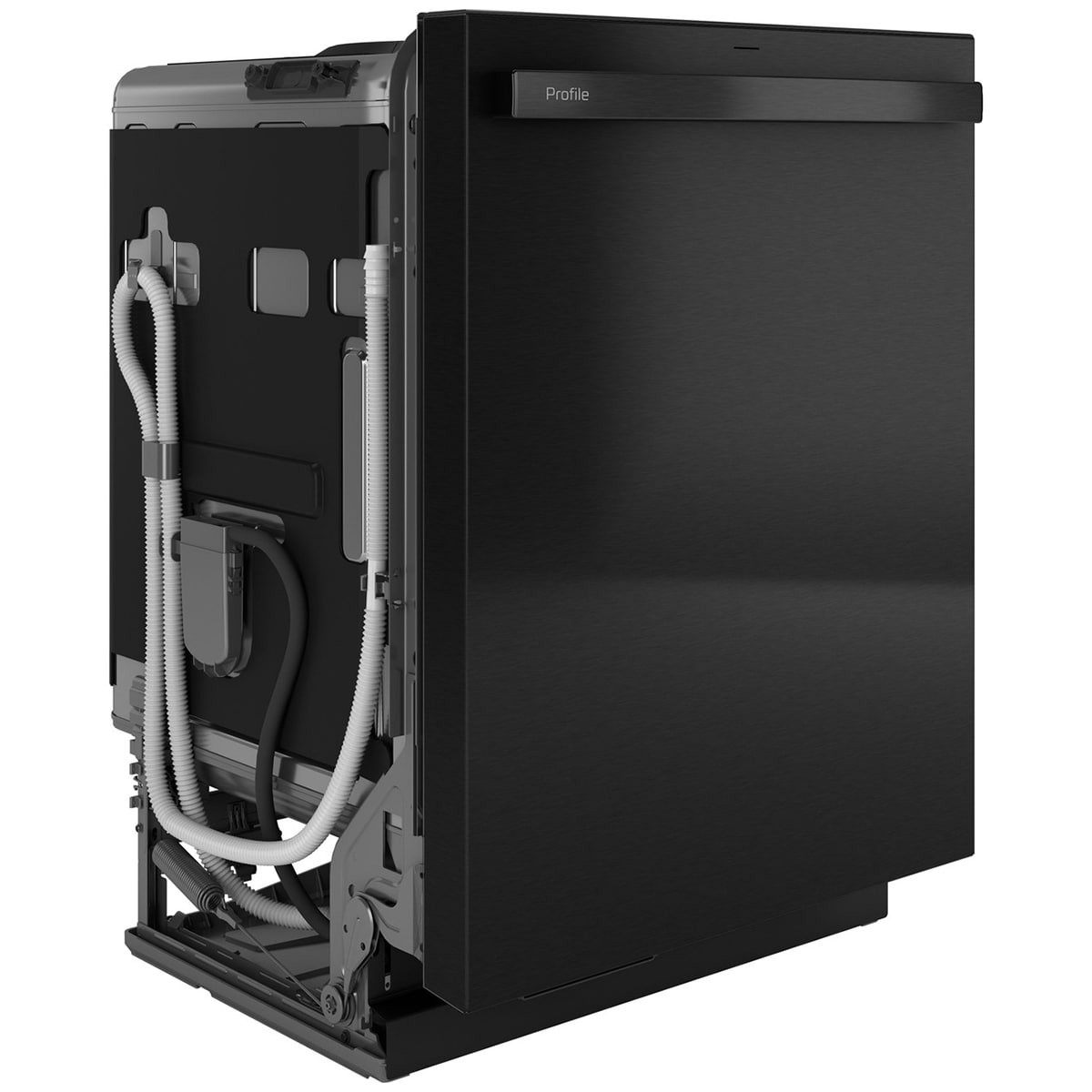 GE Profile 24 in. Top Control Flush-Mount Smart Dishwasher with 39 dBa Sound Level, 3rd-Rack & Twin Turbo Dry Boost - Fingerprint resistant Black Stainless, , hires