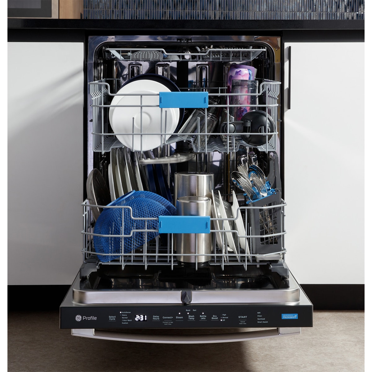 GE Profile 24 in. Top Control Flush-Mount Smart Dishwasher with 44 dBa Sound Level, 3rd-Rack & Dry Boost - Fingerprint Resistant Stainless, , hires