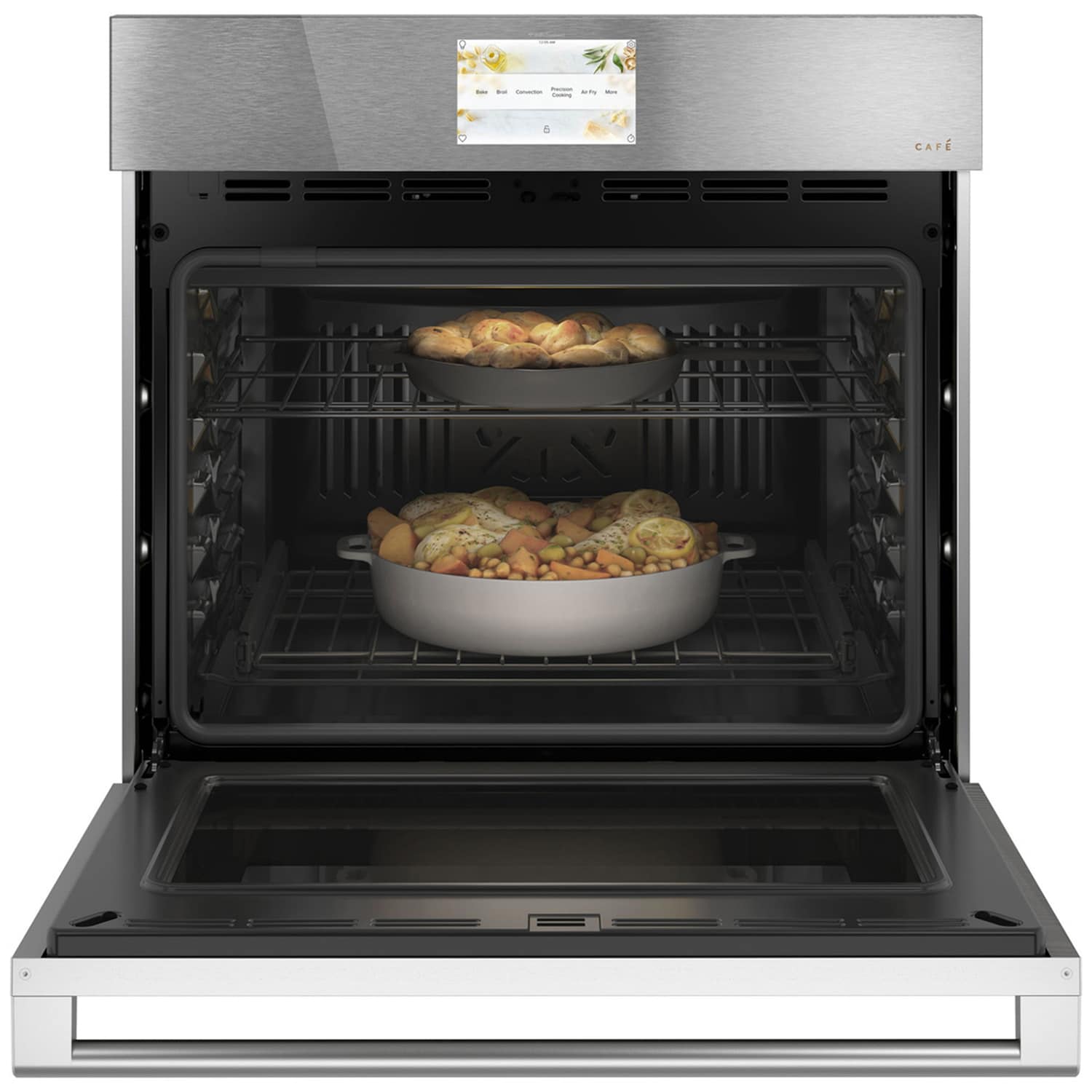 Cafe 30 in. 5 cu. ft. Smart Electric Single Wall Oven with True European Convection - Platinum Glass, Platinum Glass, hires
