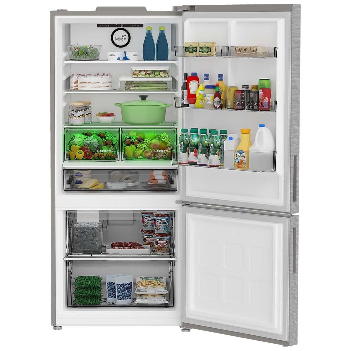 Blomberg 30 in. 16.1 cu. ft. Counter Depth Bottom Freezer Refrigerator - Stainless Steel, , hires