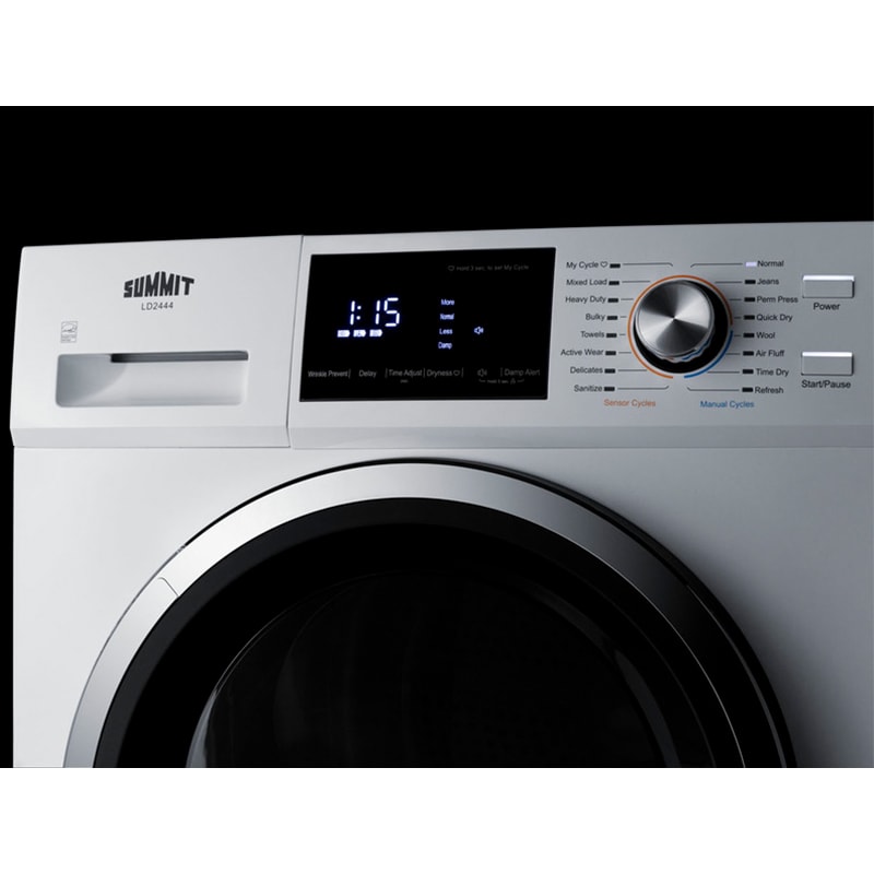 Summit 24 in. 4.4 cu. ft. Stackable Ventless Electric Dryer with Heat Pump, Sensor Dry & Sanitize Cycle - White, , hires