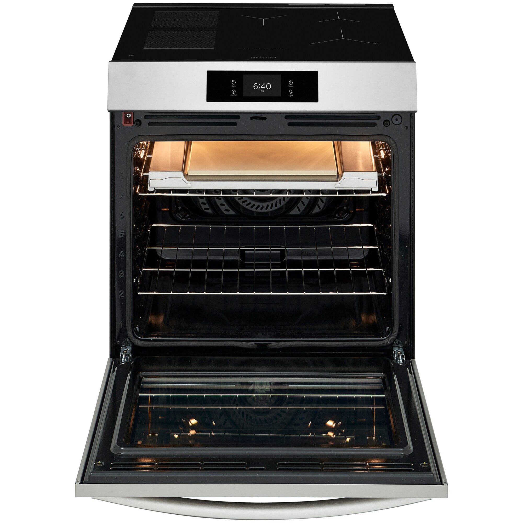 Frigidaire Gallery 30 in. 6.2 cu. ft. Air-Fry True European Convection Steam Oven Electric Range with Stone-Baked Pizza, 5 Induction Burners - Stainless Steel, , hires