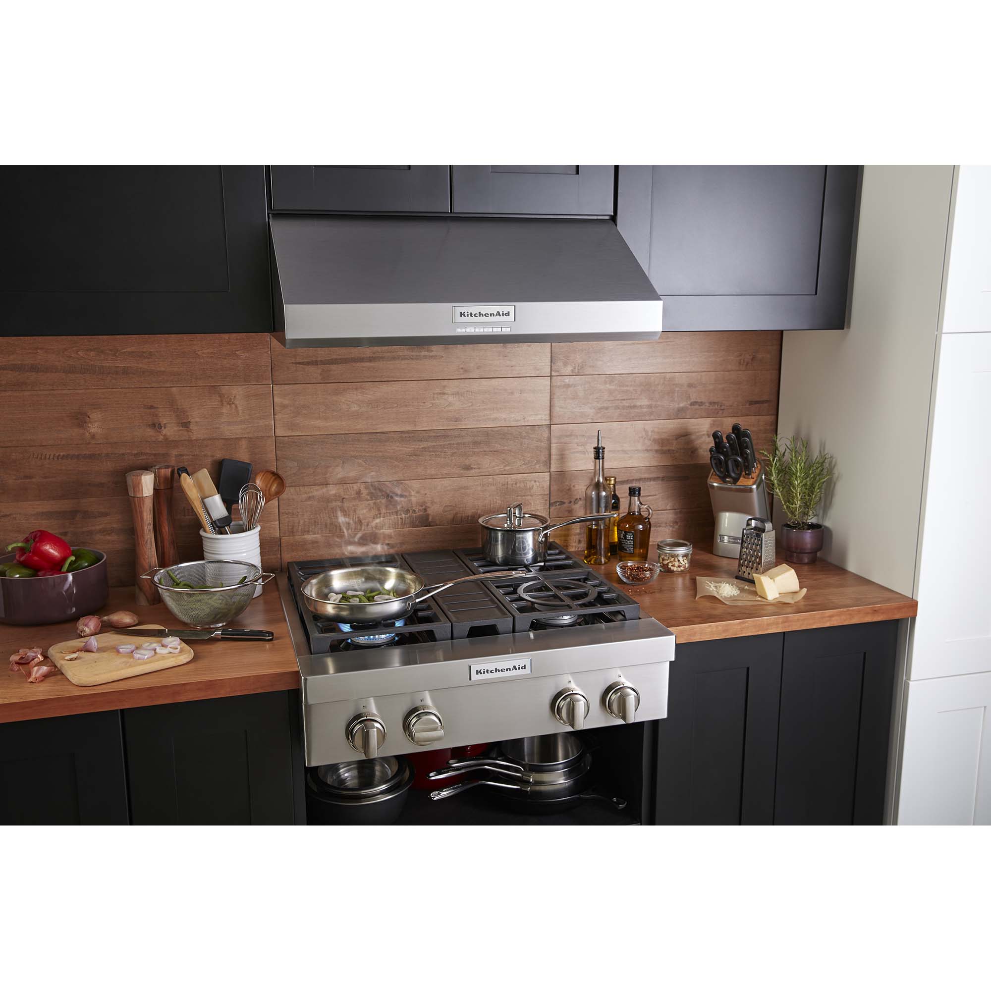 KitchenAid 30 in. 4-Burner Natural Gas Rangetop with Simmer Burner & Power Burner - Stainless Steel, , hires