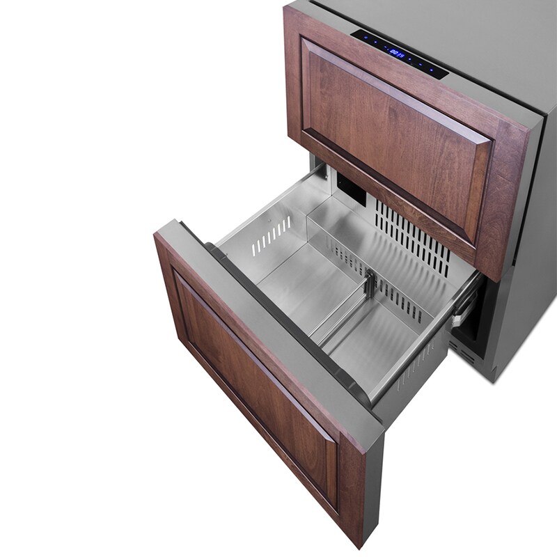 Summit 24 in. 3.9 cu. ft. Double Refrigerator & Freezer Drawer - Stainless Steel/Panel Ready, , hires