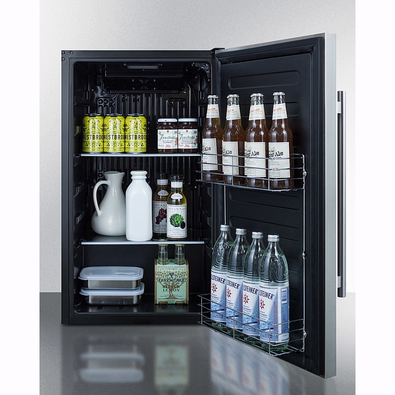 Summit 19 in. 3.1 cu. ft. Left-Hinged Outdoor Undercounter Refrigerator - Stainless Steel with Black Cabinet, , hires