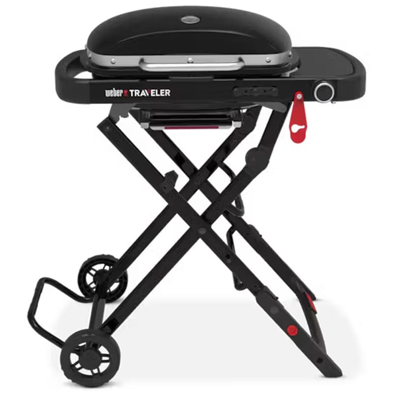Weber Traveler Compact Portable Liquid Propane Gas Grill with Side Shelf - Black, , hires
