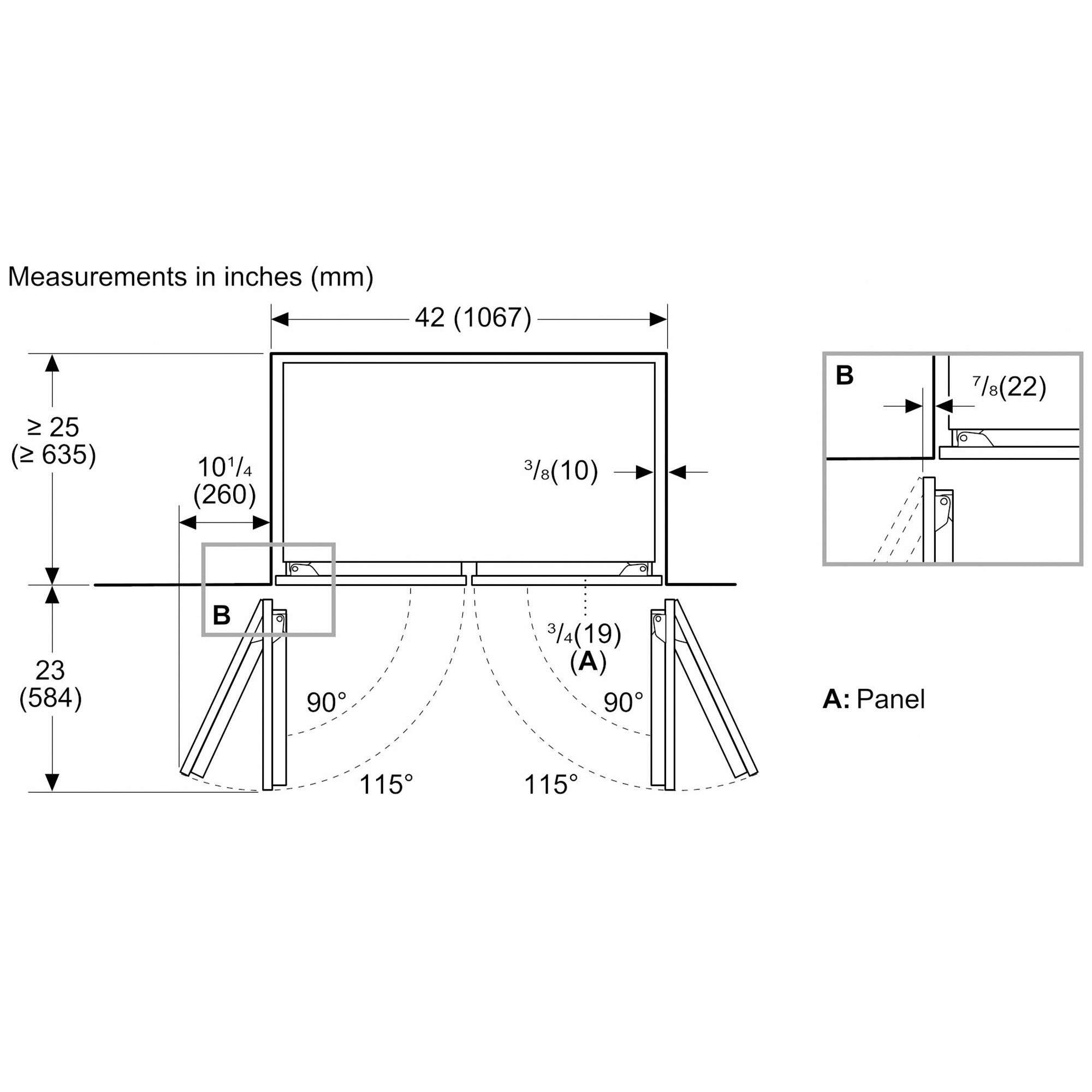 Thermador Freedom Collection 42 in. 23.9 cu. ft. Built-In Smart Counter Depth 4-Door French Door Refrigerator with Internal Water Dispenser - Custom Panel Ready, Custom Panel Required, hires