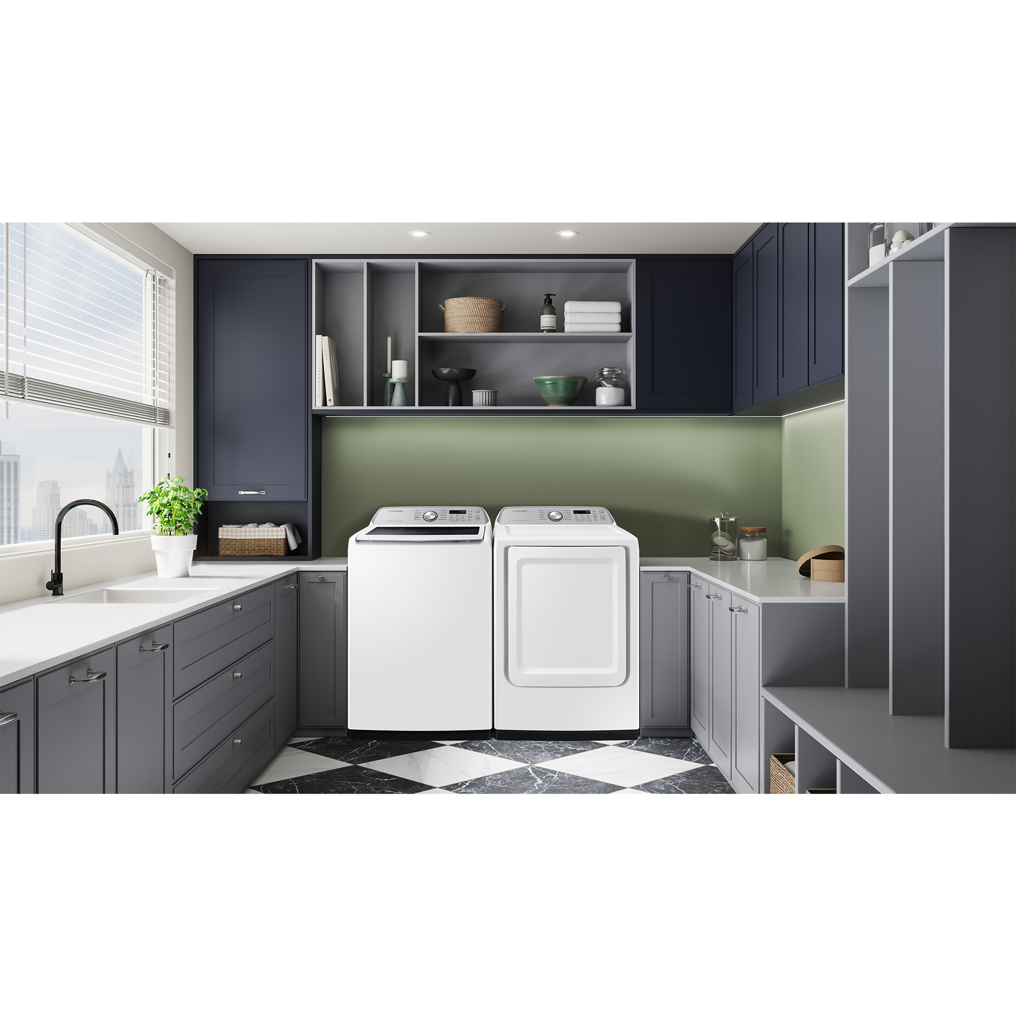 Samsung 27 in. 7.4 cu. ft. Smart Gas Dryer with Sanitize Cycle & Sensor Dry - White, White, hires